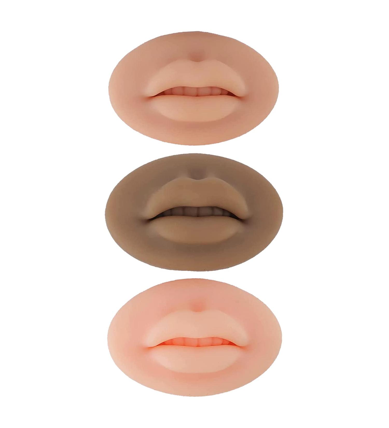3Pcs 3D Silicone Fake Lips for Makeup Practice - Mixed Color | Tattoo Training Skins for Permanent Makeup - Soft Silicone - Buy Online on GoSupps.com
