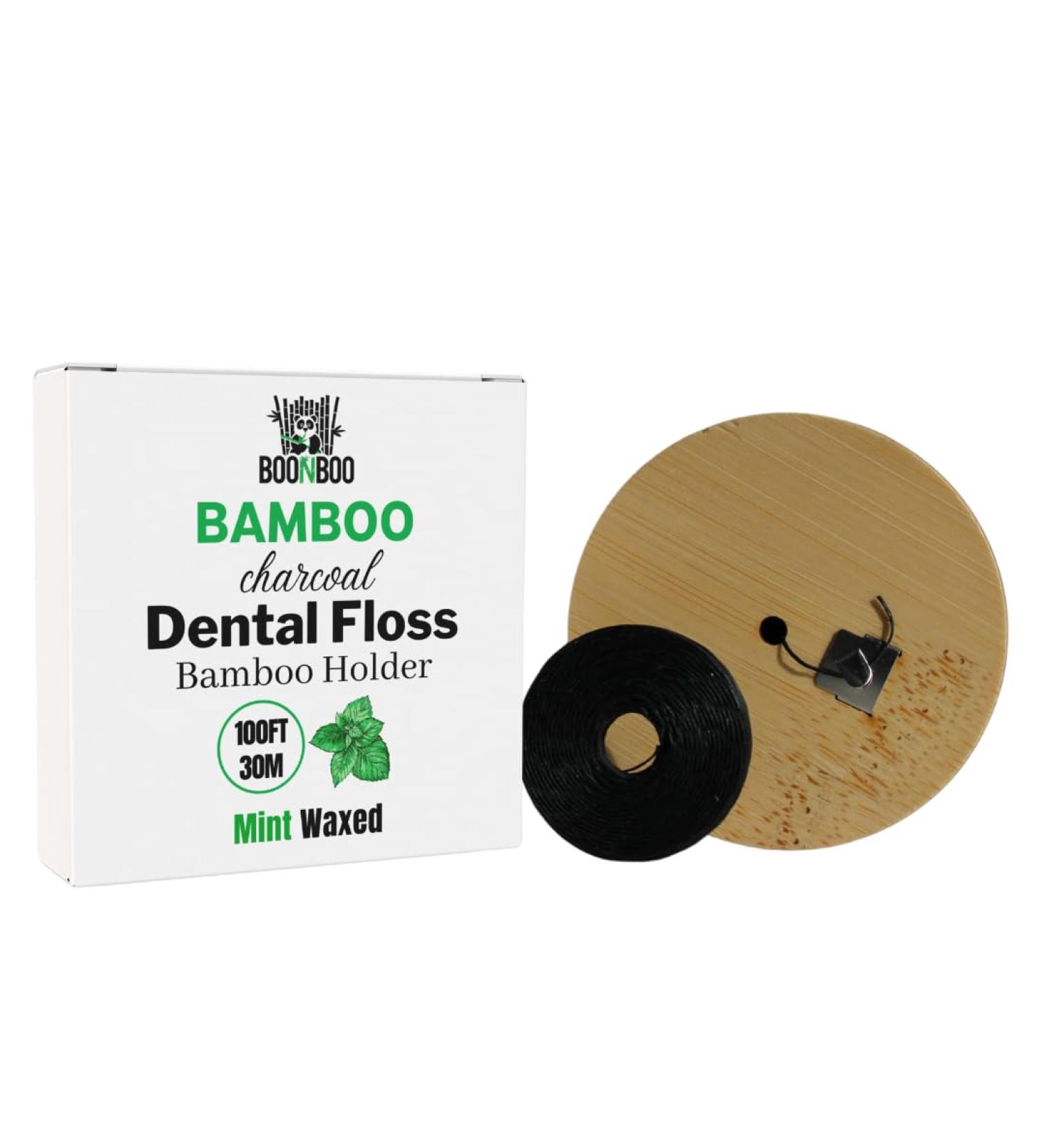 Buy Charcoal Dental Floss with Bamboo Holder | Eco-Friendly Mint Thread for Fresh Breath - International Shipping - Buy Online on GoSupps.com