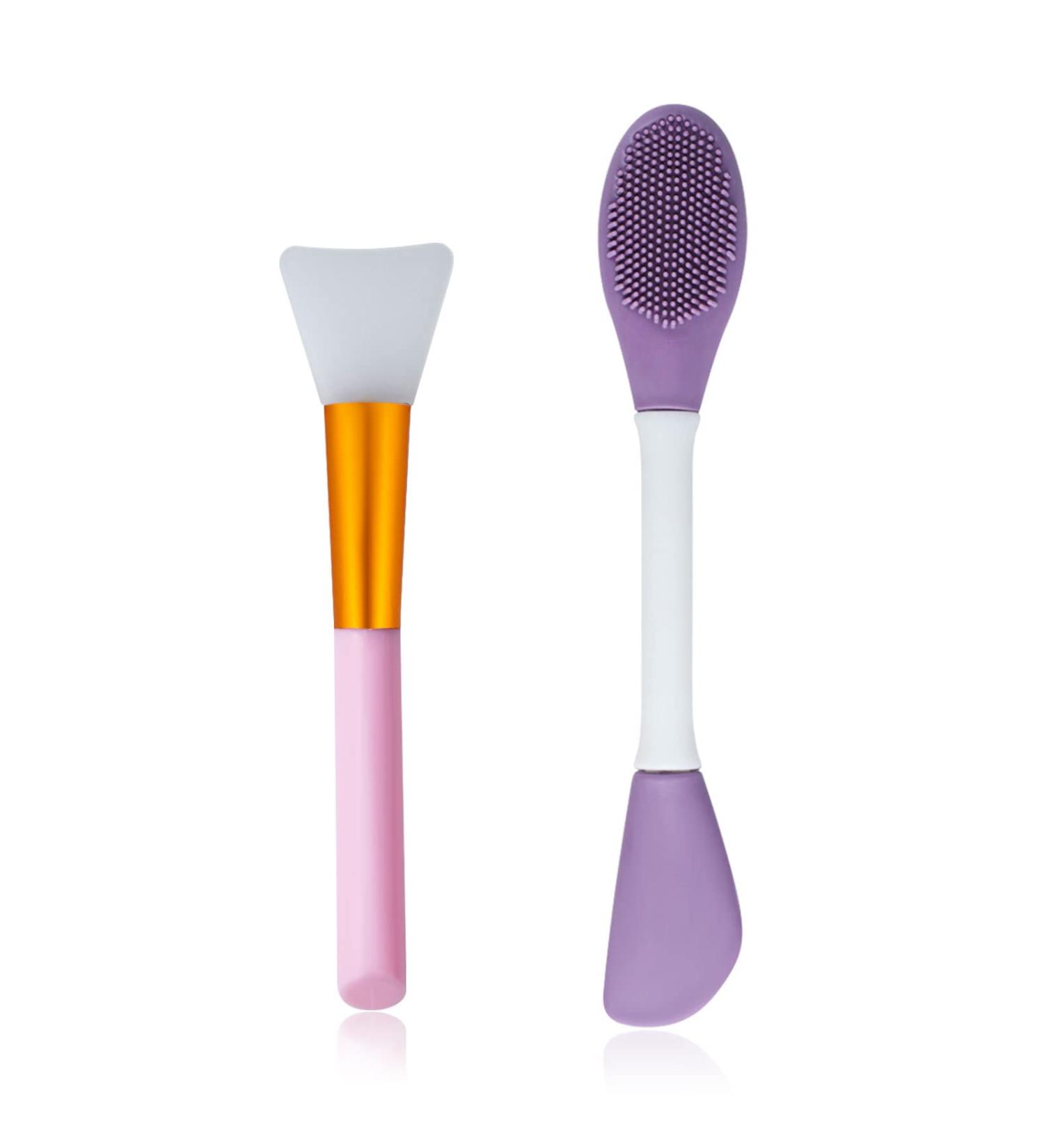 Buy Wishlotus 2Pcs Silicone Face Mask Brushes - Reusable Applicators for Skincare & Makeup | Pink & Purple | International Shipping - Buy Online on GoSupps.com