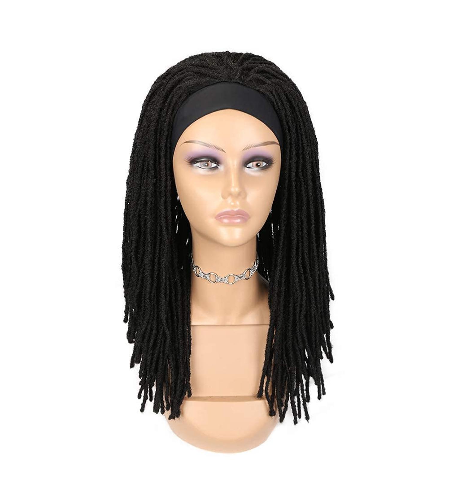 Lady Miranda Black Dreadlock Headband Wig for Women and Men - Medium Twist Afro Synthetic Dreadlock Wig - Buy Online on GoSupps.com