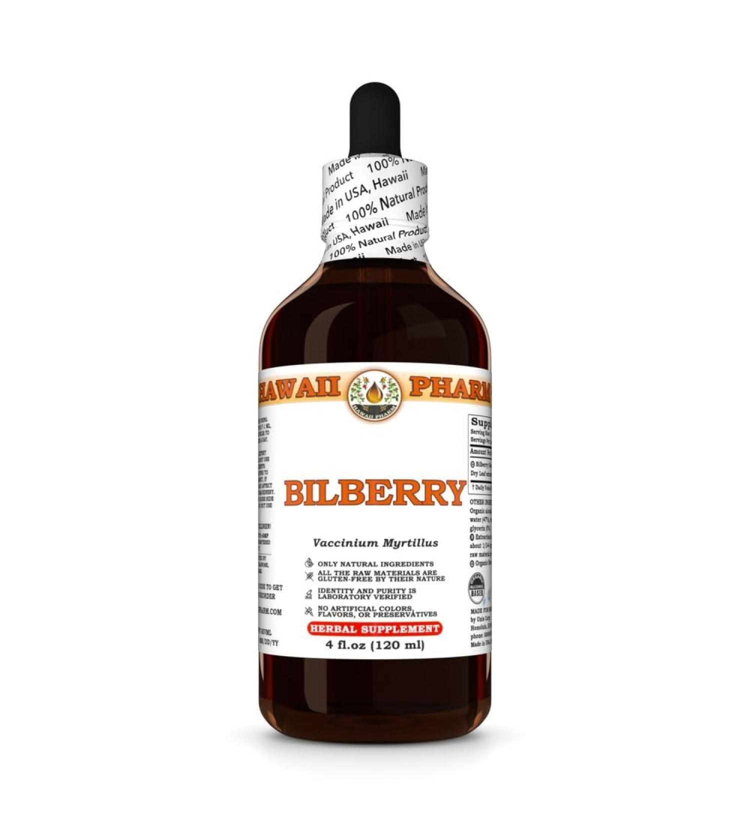 Bilberry (Vaccinium Myrtillus) Dry Leaf Tincture, Made in Hawaii, Organic Raw Materials, All Natural, Vegan, Pure Liquid Extract - 4 fl.oz 4 Fl Oz (Pack of 1) - Buy Online on GoSupps.com