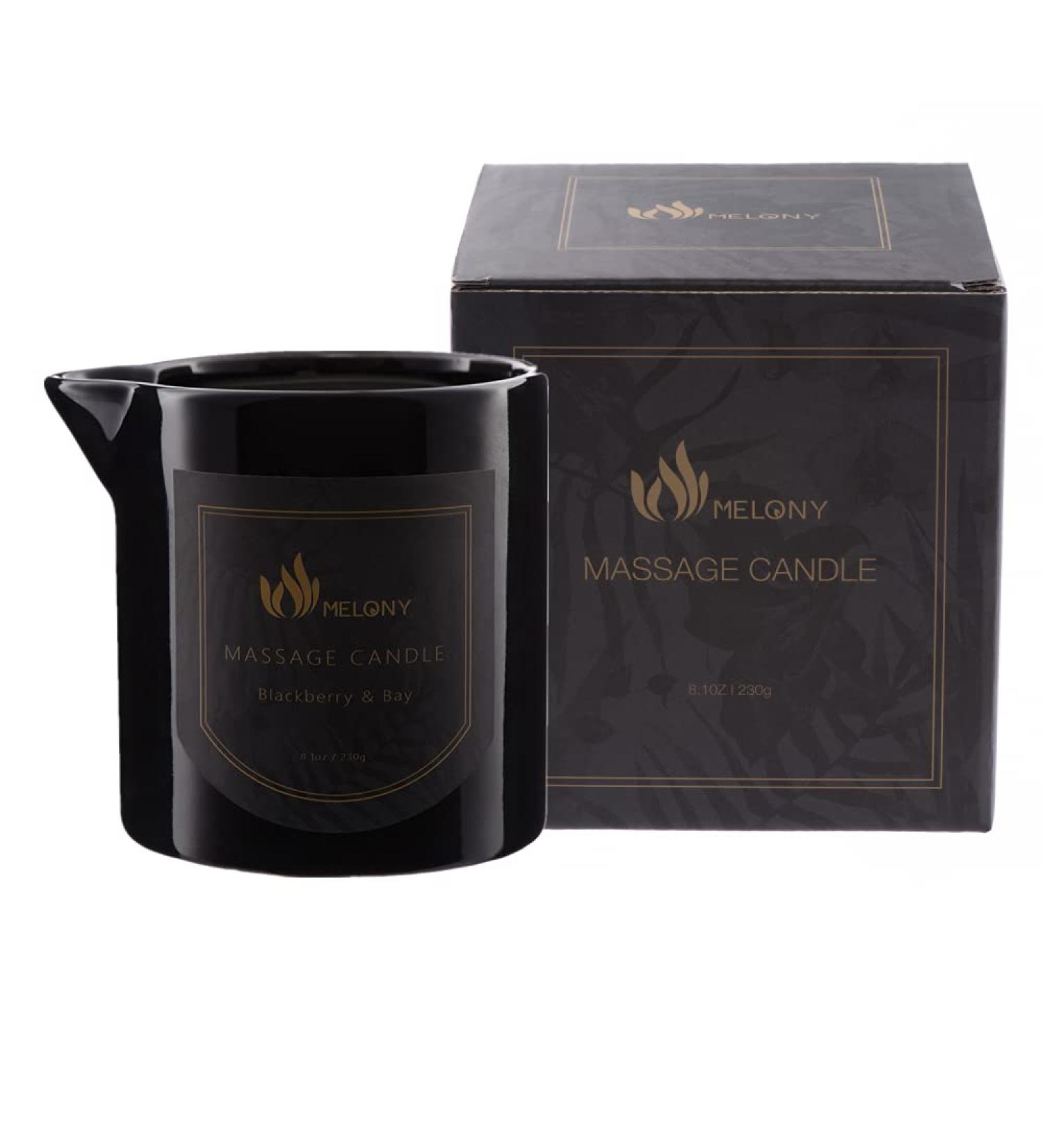 MELONY Massage Oil Candle 8.1 oz - BlackBerry & Bay Scent - Relaxing Body Massage Candle for Home Spa - Great Gift for Men & Women - Buy Online on GoSupps.com