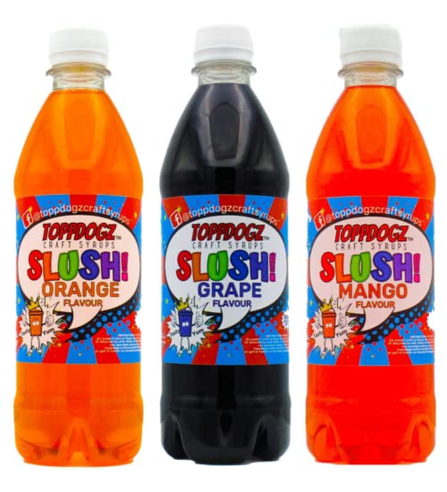TOPPDOGZ Slush Syrup 3 x 500ml Orange Grape & Mango Home Slushie Syrup - Buy Online on GoSupps.com