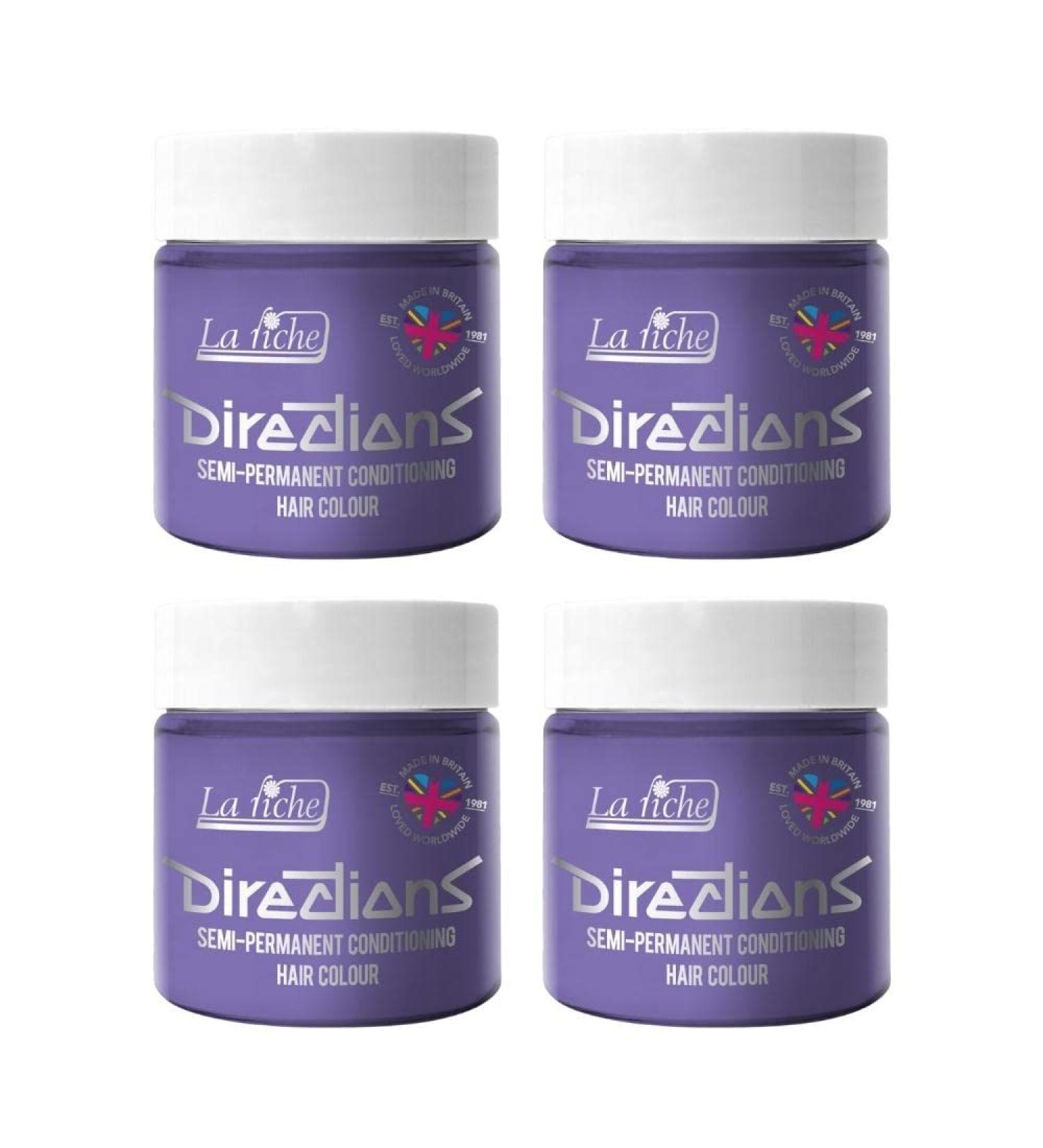 4x La Riche Directions Semi-Permanent Hair Color 100ml Tub - Wisteria Wisteria 100 ml (Pack of 4)