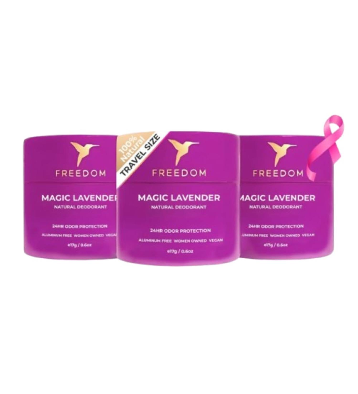 Freedom All Natural Deodorant for Women with 24-Hour Odor Protection & Eco-Friendly Aluminum Free Deodorant for Men Perfect for On The Go - Travel Mini's - 3 pack (Lavender) - Buy Online on GoSupps.com