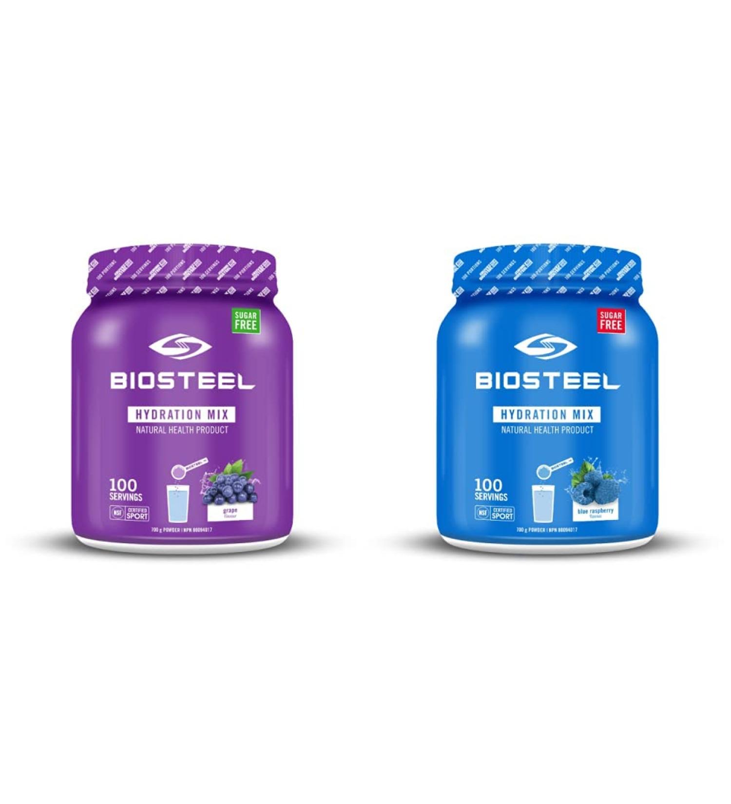 BioSteel Hydration Mix Great Tasting Hydration with Zero Sugar and No Artificial Flavours or Preservatives | Grape + Blue Raspberry Flavours (100 Servings per Tub) 700 g (Pack of 1) Drink + Hydration Mix Blue Raspberry - Buy Online on GoSupps.com