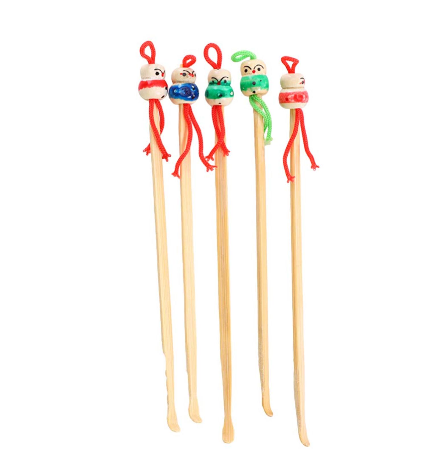 Bamboo Ear Curette Set - Chinese Doll Head Earwax Remover and Toiletry Tool for Home - 5Pcs Natural Wood Ear Cleaning Tools - Buy Online on GoSupps.com