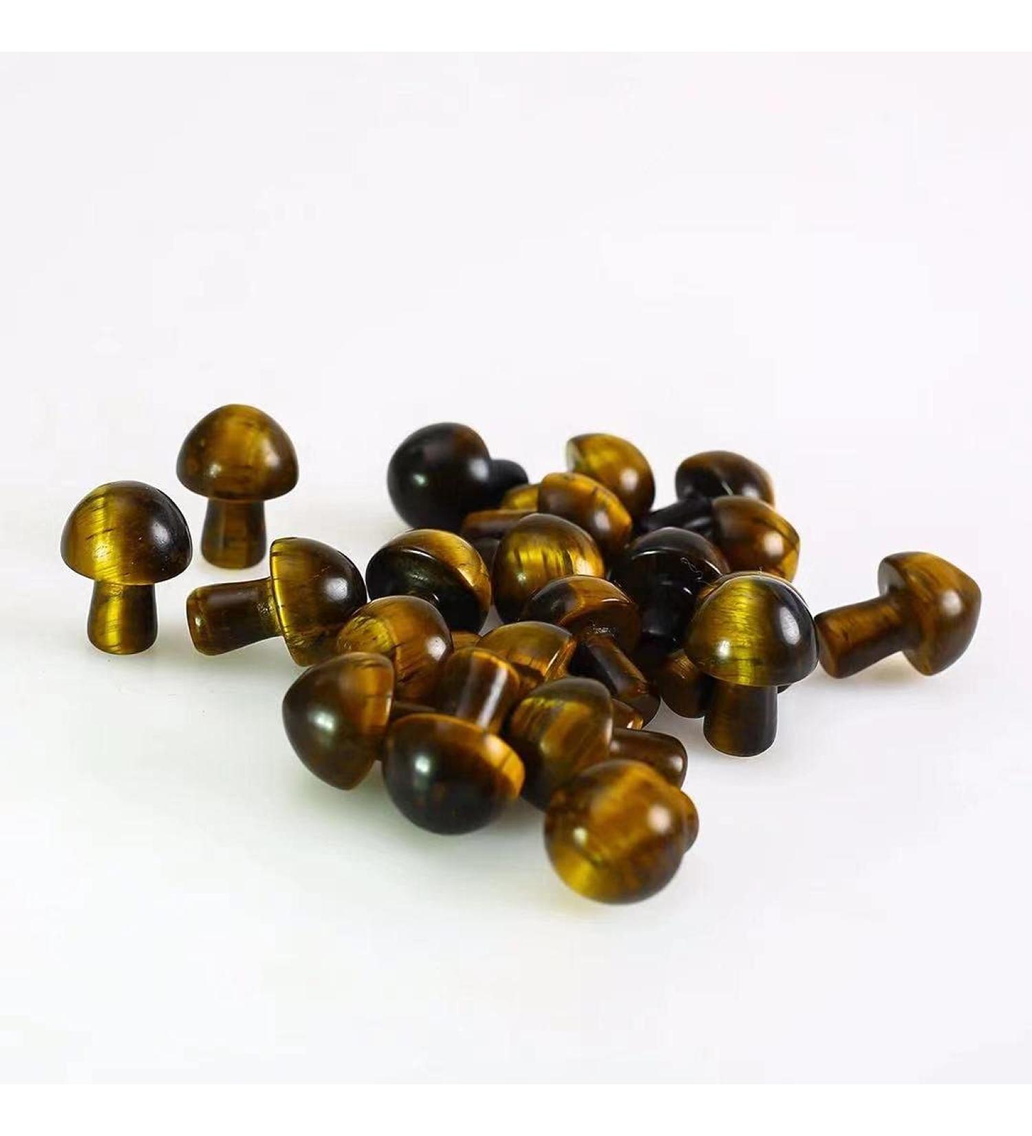 Natural Crystal Yellow Tiger Eye Quartz Mushroom Crystal Carving Decoration 2pc Room Decoration Stone Mineral Specimen - Buy Online on GoSupps.com