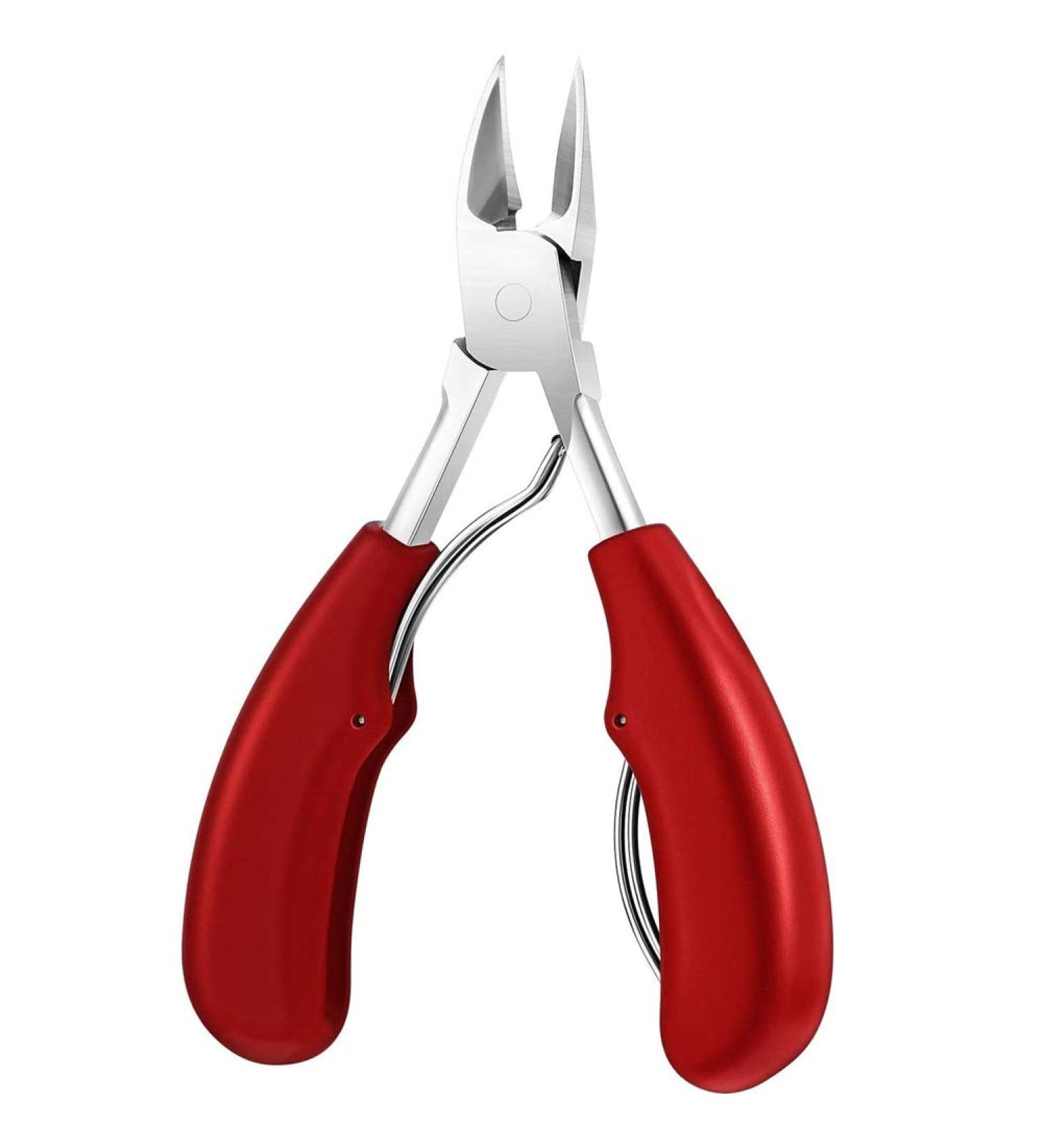 Stainless Steel Toenail Clippers & Scissors Set with Non-Slip Handle - Precision Trimmer for Thick or Ingrown Nails (Red) - Buy Online on GoSupps.com