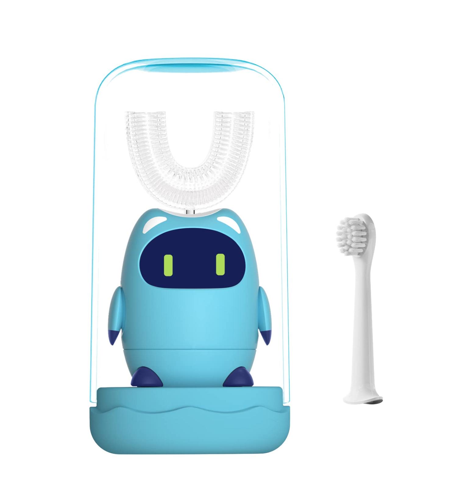 Kids U-Shaped Ultrasonic Electric Toothbrush with 2 Heads | 3 Modes, Smart Timers | Best Gift for Ages 2-12 | Robot-Blue - Buy Online on GoSupps.com