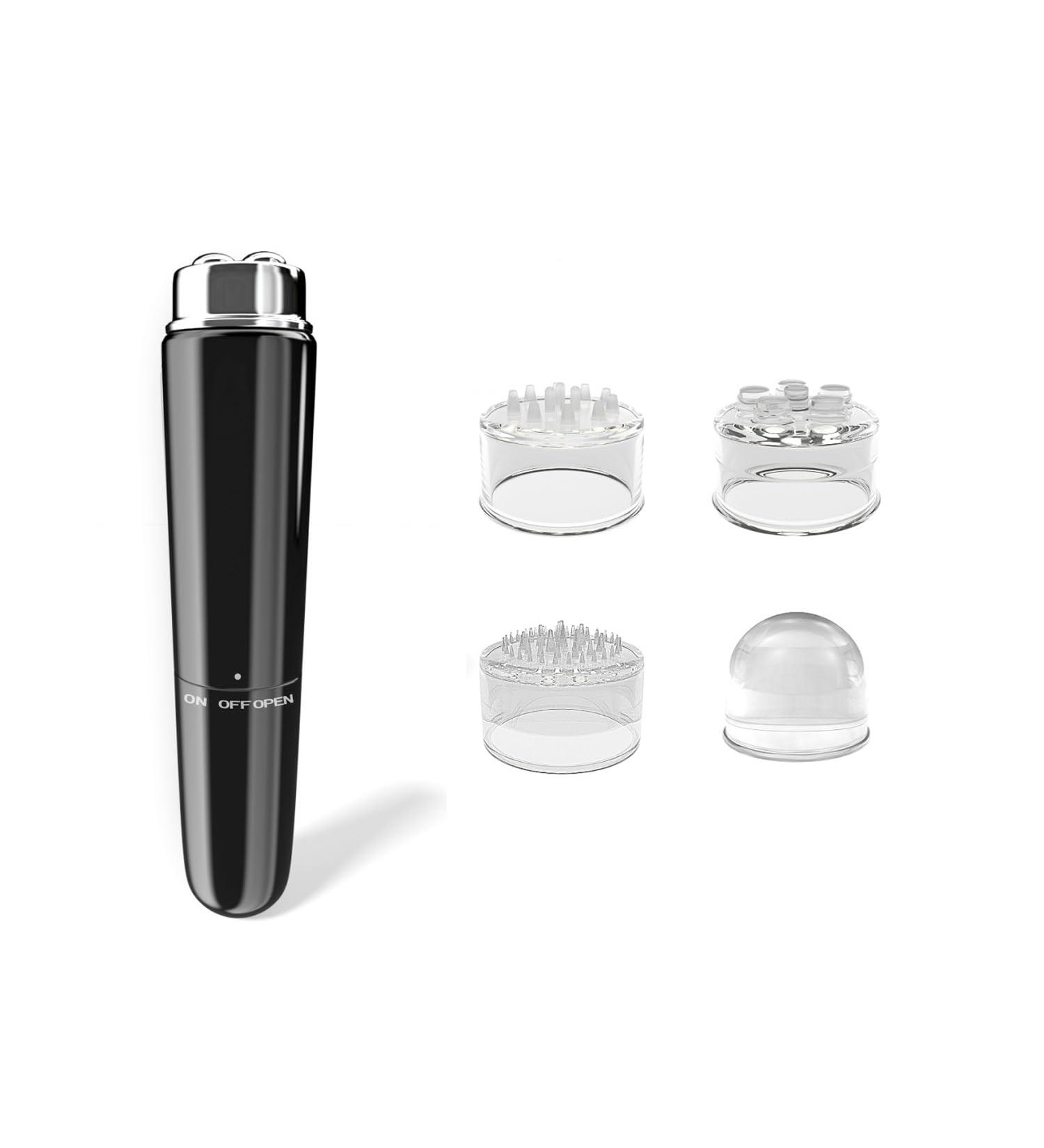 Mini 4-in-1 Electrical Facial Massage Device | Anti-Aging Acupressure & Pain Relief Vibrator (Black) - International Shipping Available - Buy Online on GoSupps.com