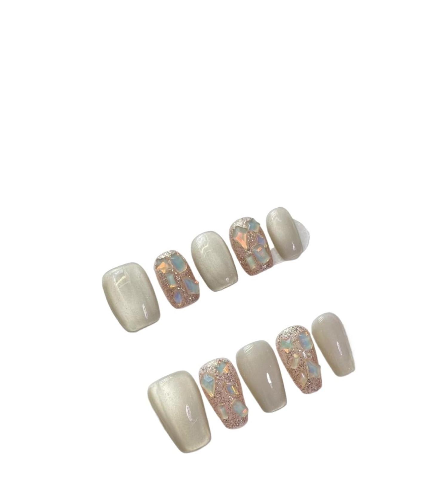 New Year Gold Handmade Wearable Nail Enhancement Removable False Nail Patch(Gold UltraShort M) - Buy Online on GoSupps.com