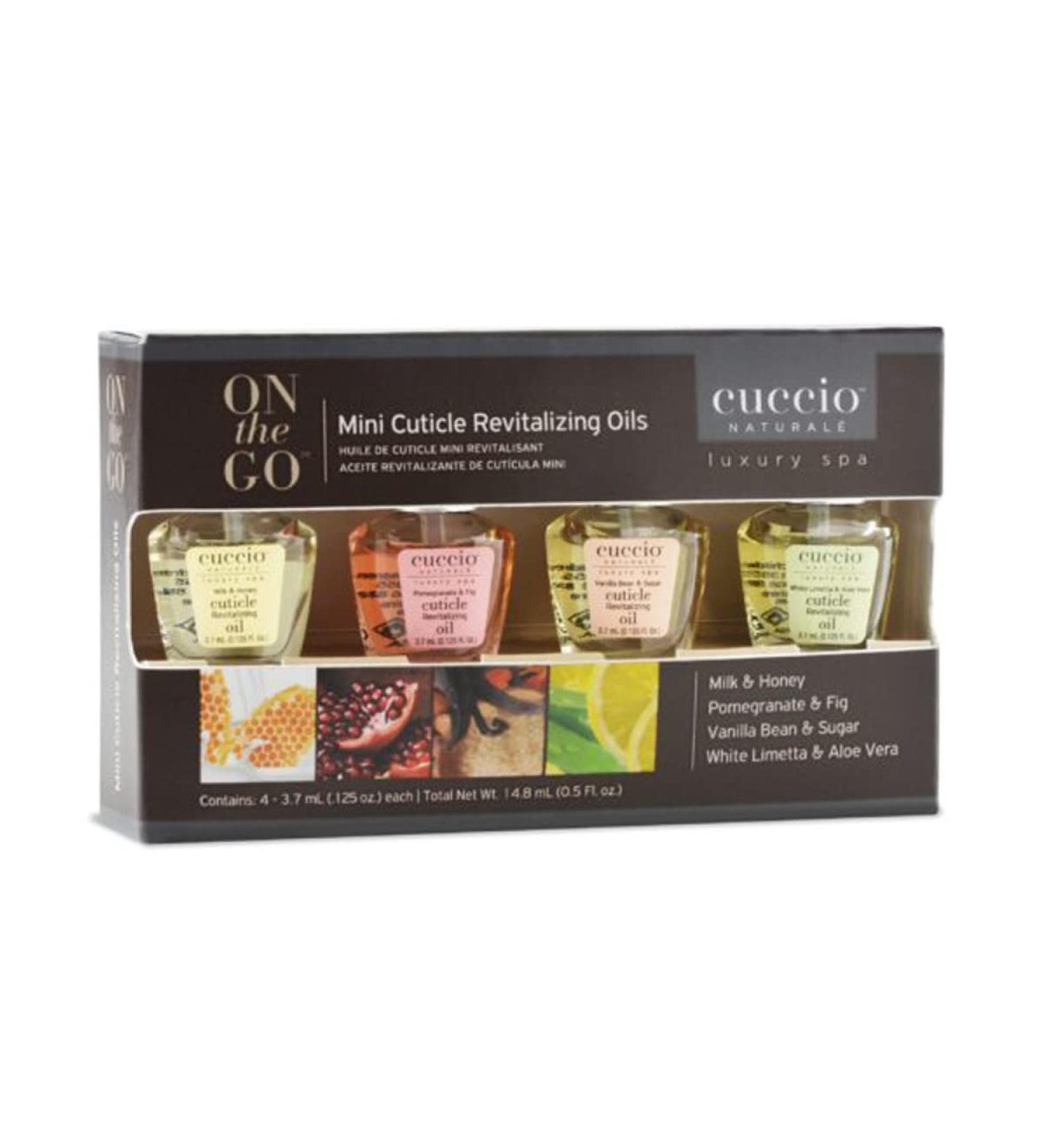 Cuccio Naturale Mini Cuticle Revitalizing Oils - Hydrating Formula for Dry Skin and Nails - Paraben and Cruelty-Free - 4-Piece Set with Spa-Quality Fragrances - Buy Online on GoSupps.com