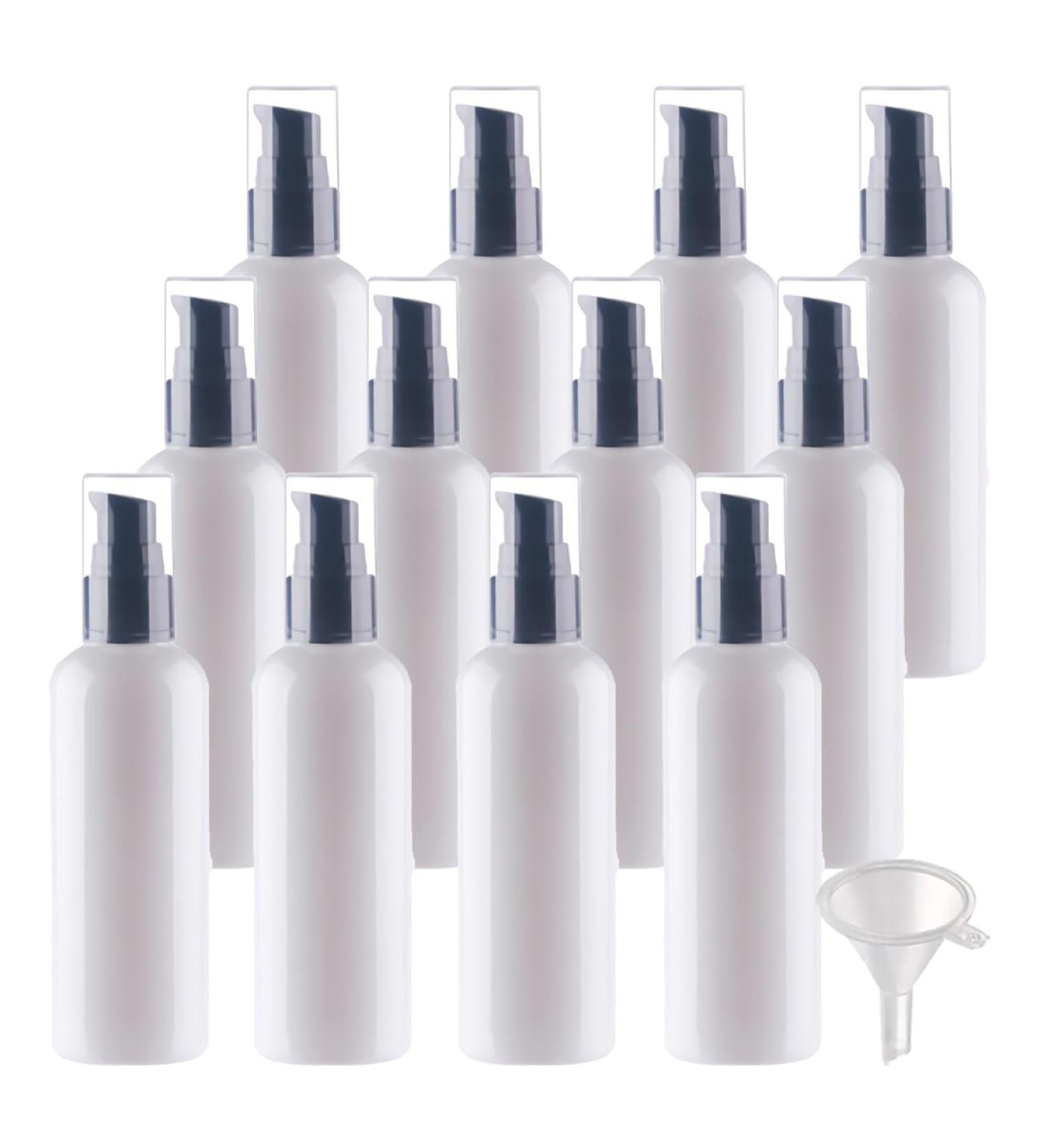 ZEOABSY 12 Pieces 100 ml White Lotion Bottles with BlackÂ Pump 100ml Empty PET Plastic Lotion Pump Bottle Cosmetic Gel Travel Container for Cosmetic Make up Cleaning + 2 x Funnel Red 100ml - Buy Online on GoSupps.com