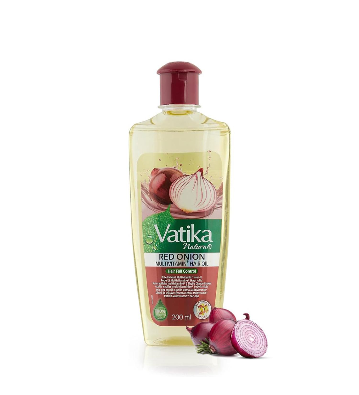 Vatika Naturals Red Onion Hair Oil 200 ml | For Anti-Hair Loss | Enriched with Rosemary and Olive Oil I 100% Natural Oil Extract | Strengthens Hair from Root to Tip - Buy Online on GoSupps.com