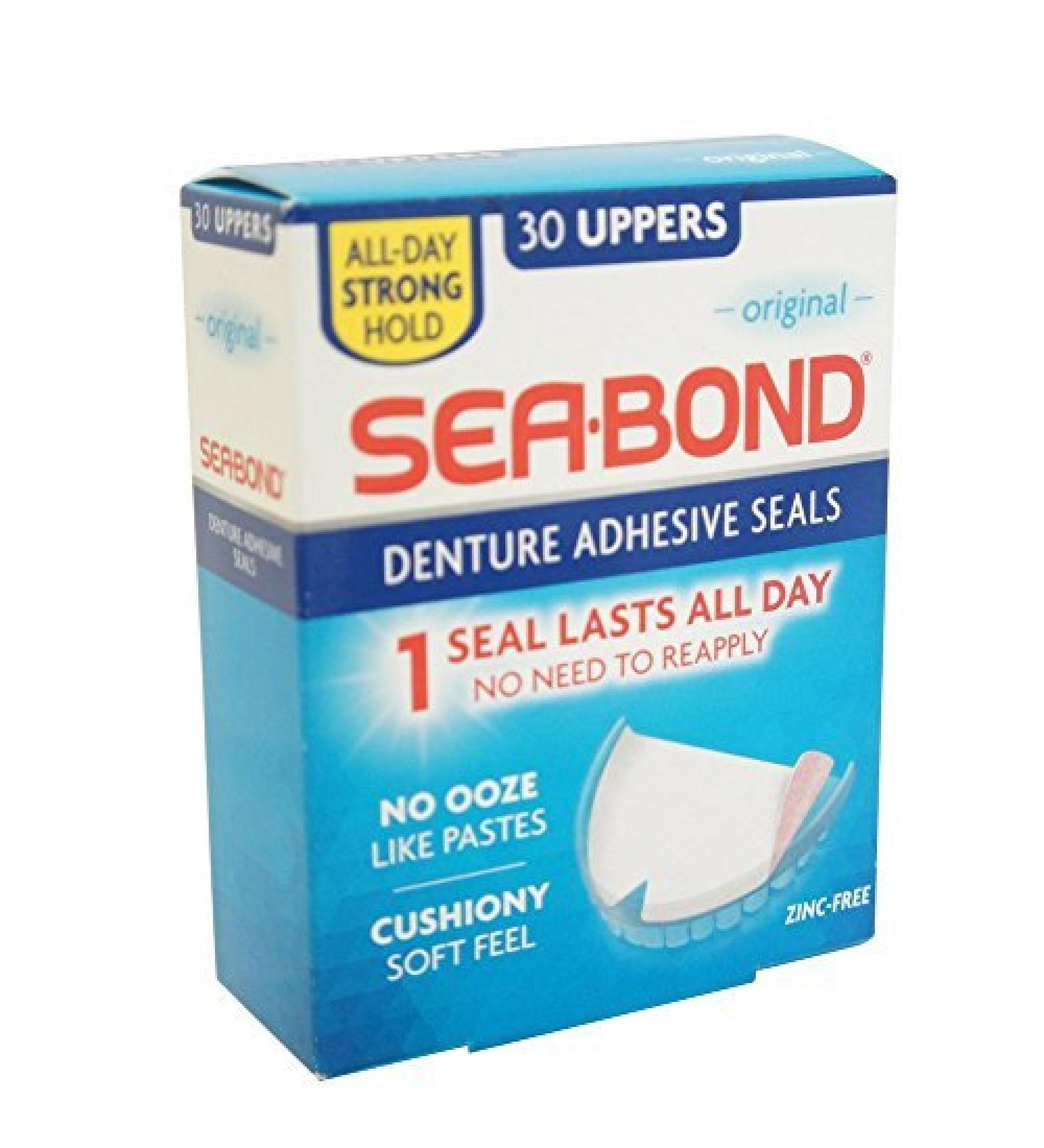 SEA-BOND Denture Adhesive Seals Uppers Original, 30 Each (Pack of 4)