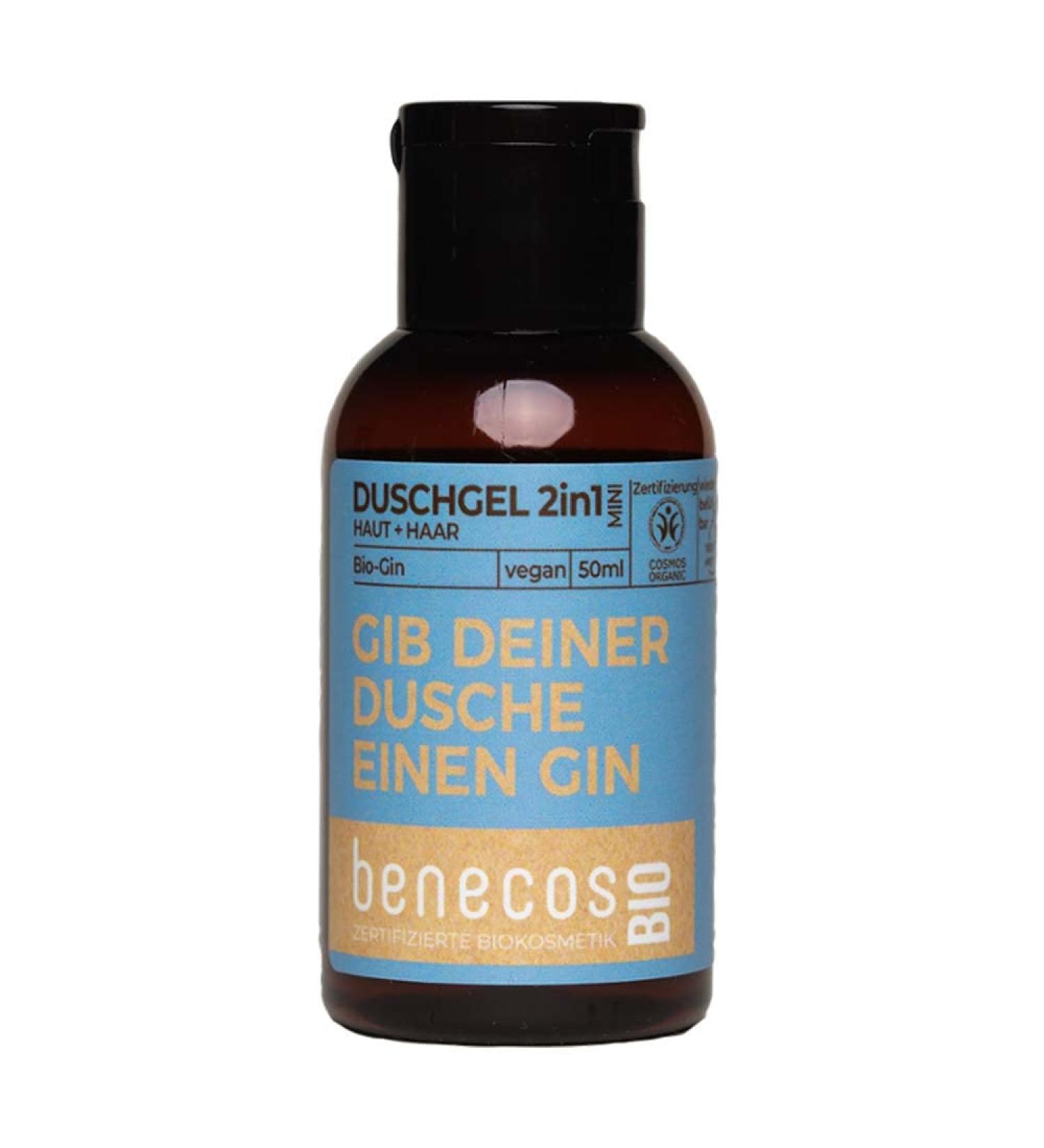 benecos benecos organic mini shower gel 2 in 1 organic gin for skin and hair - give a gin to your shower - vegan - cosmetic recycled plastic - kohl pencil - vegan - talc free - green