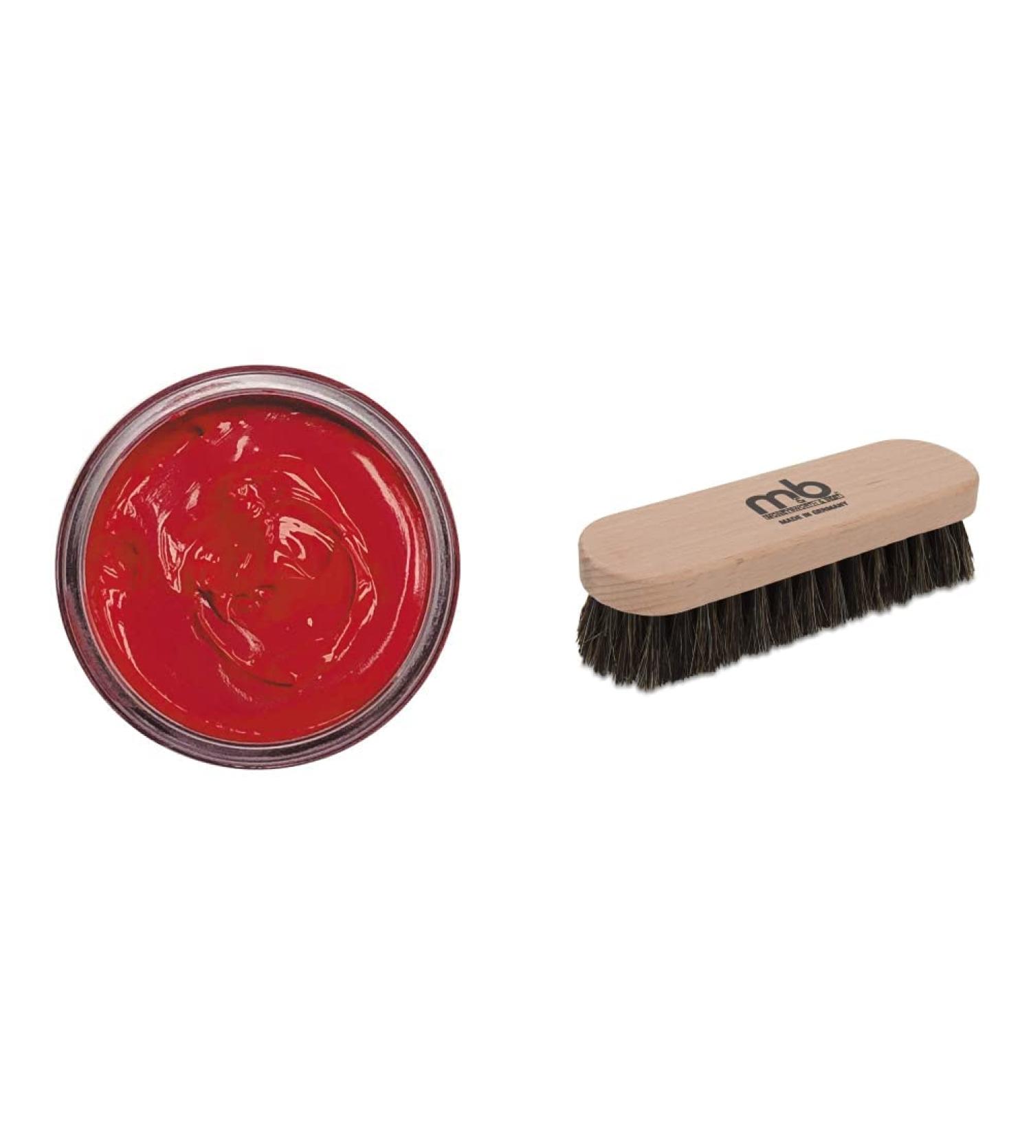 Moneysworth and Best Shoe Cream (50ml Red) + Moneysworth and Best Travel Shine Brush