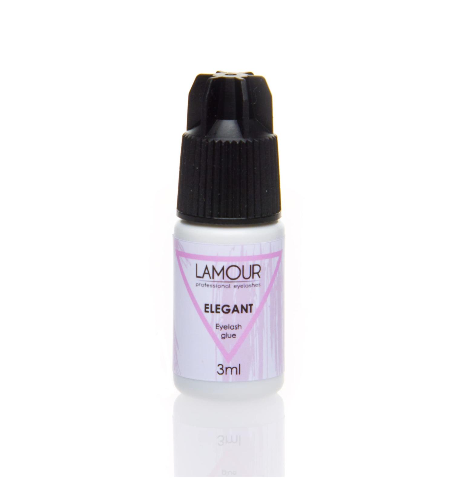 Eyelash Extension Glue - Elegant 3ml Extra Strong 1-2 Sec Dry Time 7-8 Weeks Retention Formaldehyde Free - Professional Salon Use by Lamour - Buy Online on GoSupps.com