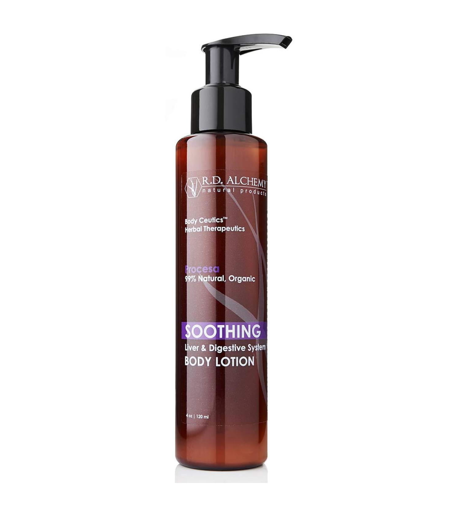 RD Alchemy - Stomach Soothing Lotion for Bloating Gas & Nausea - Extracts of Milk Thistle Chamomile & Licorice Soothe & Ease Symptoms for Improved Digestion & Stomach Relief.