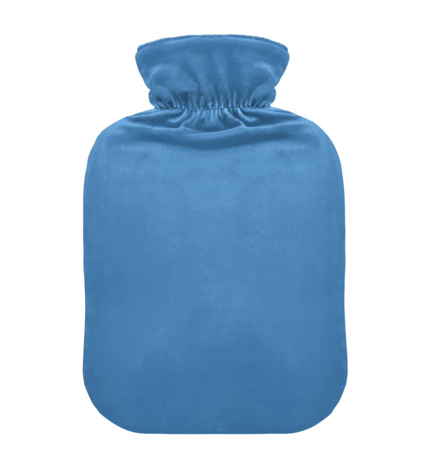Blue Hot Water Bottle with Cover - 2L Pain Relief & Warmth for Hands Feet & Cramps - International Shipping Available - Buy Online on GoSupps.com