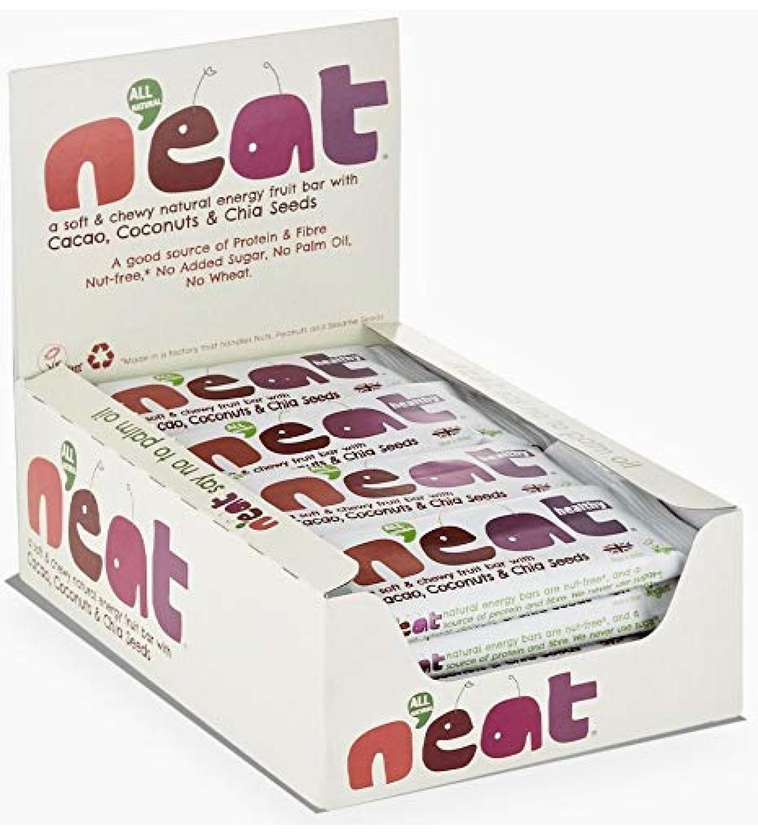 N'eat Natural Energy Cacao Coconut & Chia Seeds Fruit Bars 16x45g - Pack of 12 - Buy Online on GoSupps.com