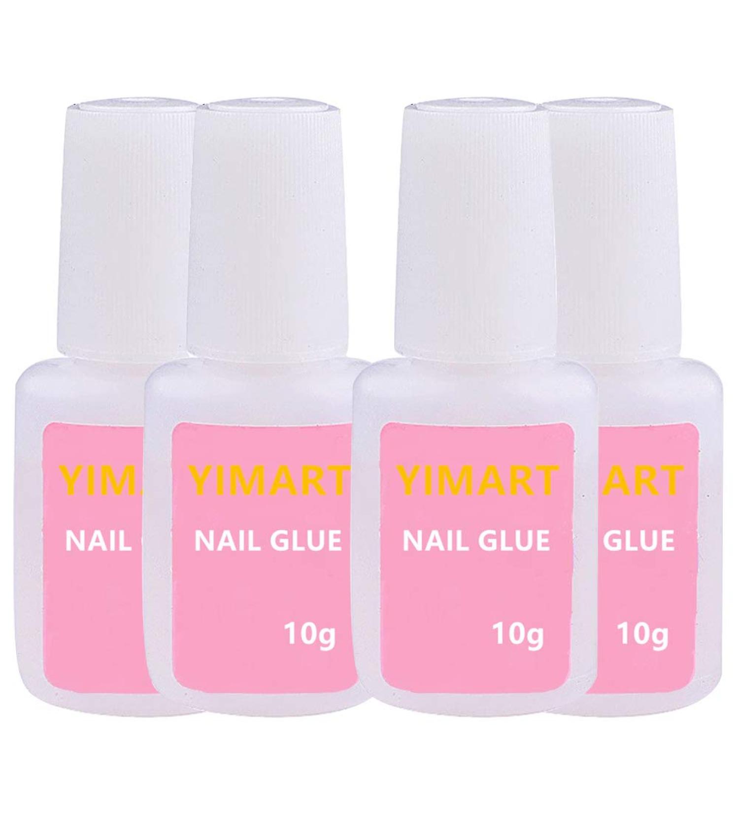 YIMART 10g Fast Drying Nail Glue with Brush (4pcs) - Strong Adhesive for False Nail Tips & Manicure Decoration - Buy Online on GoSupps.com