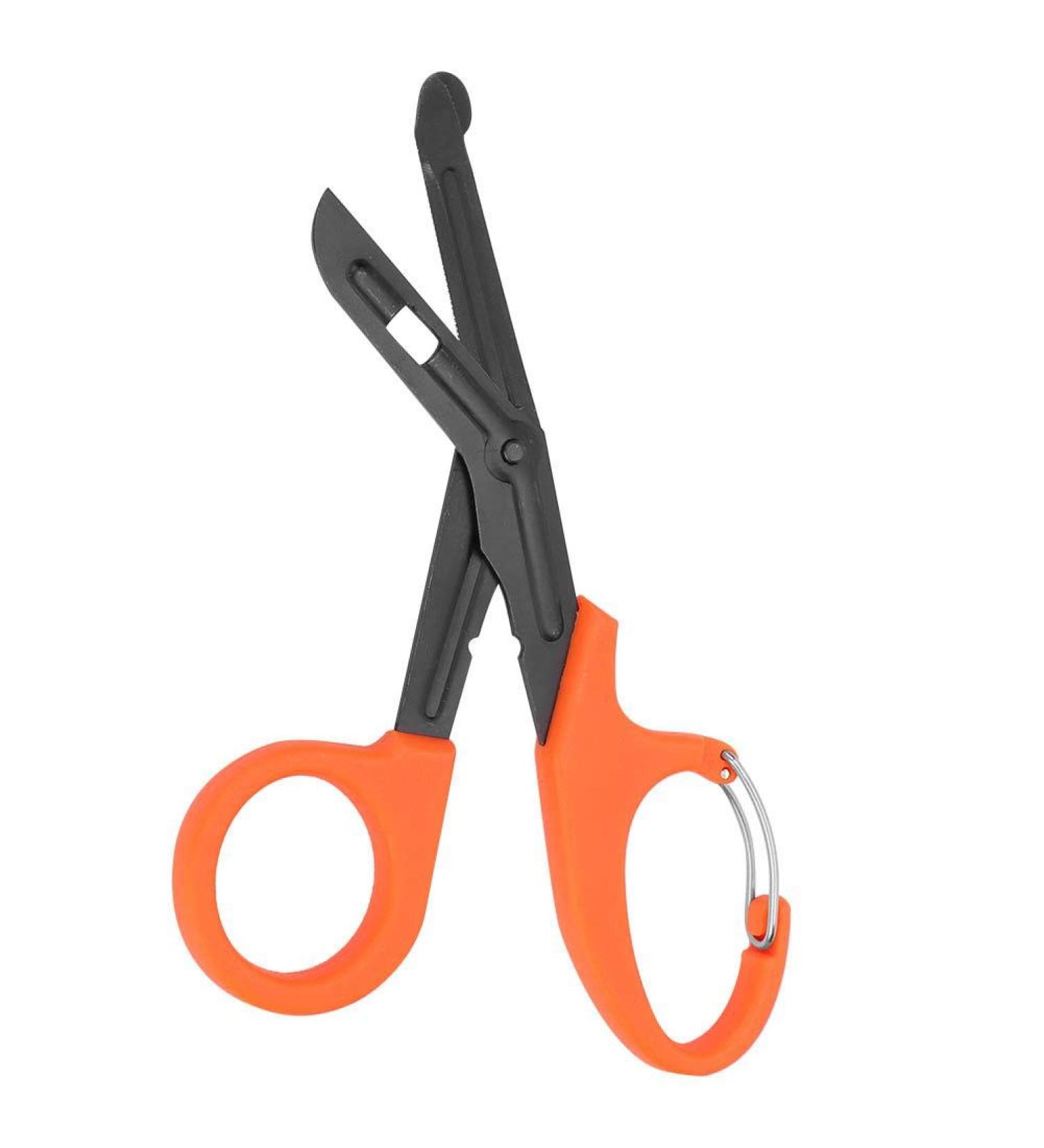 Titanium Bandage Shears 7.2'' Bent Stealth Black - Orange EMT Scissors for Nurses & Students | Emergency Room Trauma Shears - Buy Online on GoSupps.com