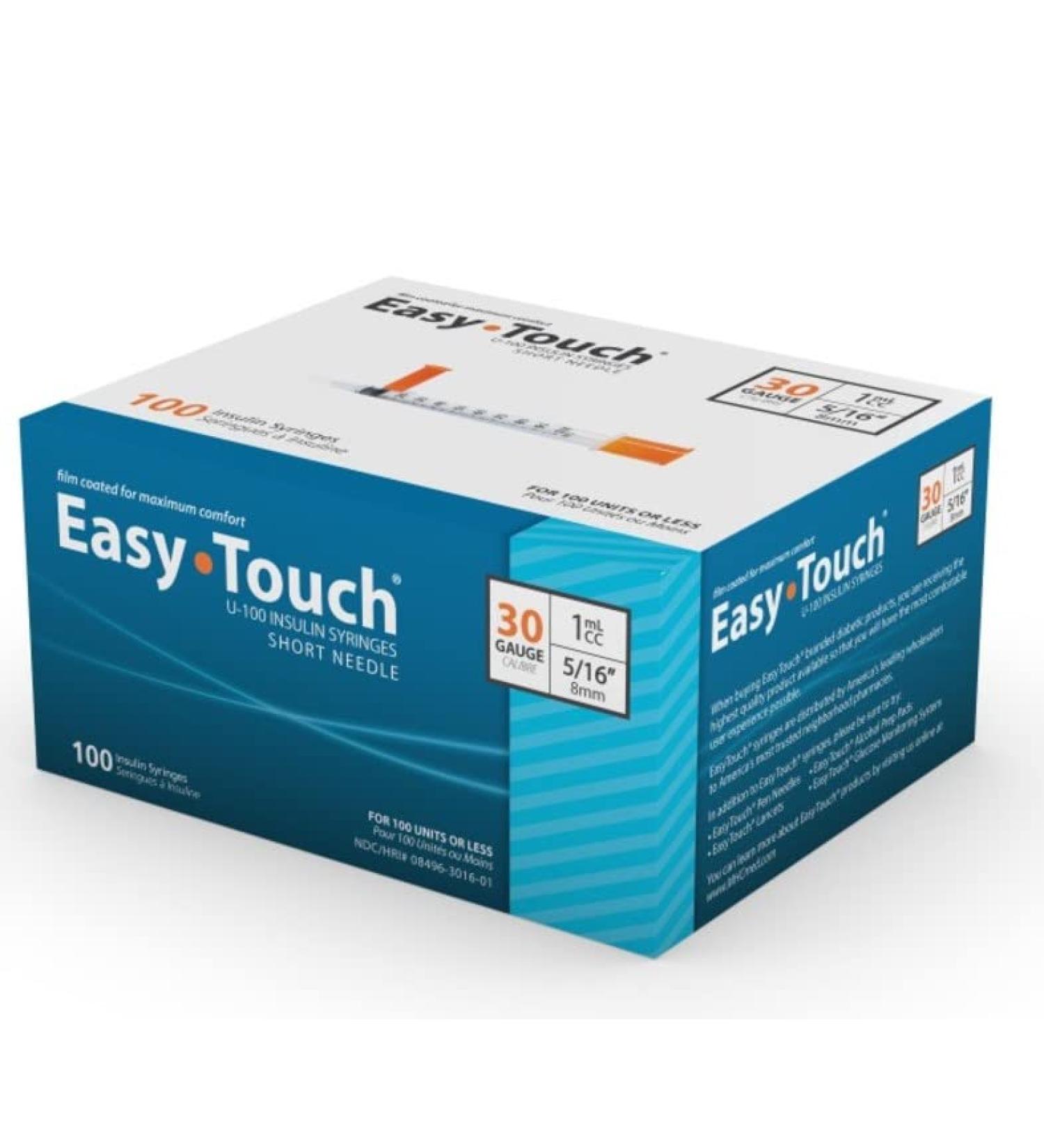 EasyTouch 30G 5/16 In. 1mL/CC Insulin Syringe 100 Pack - Buy Online on GoSupps.com