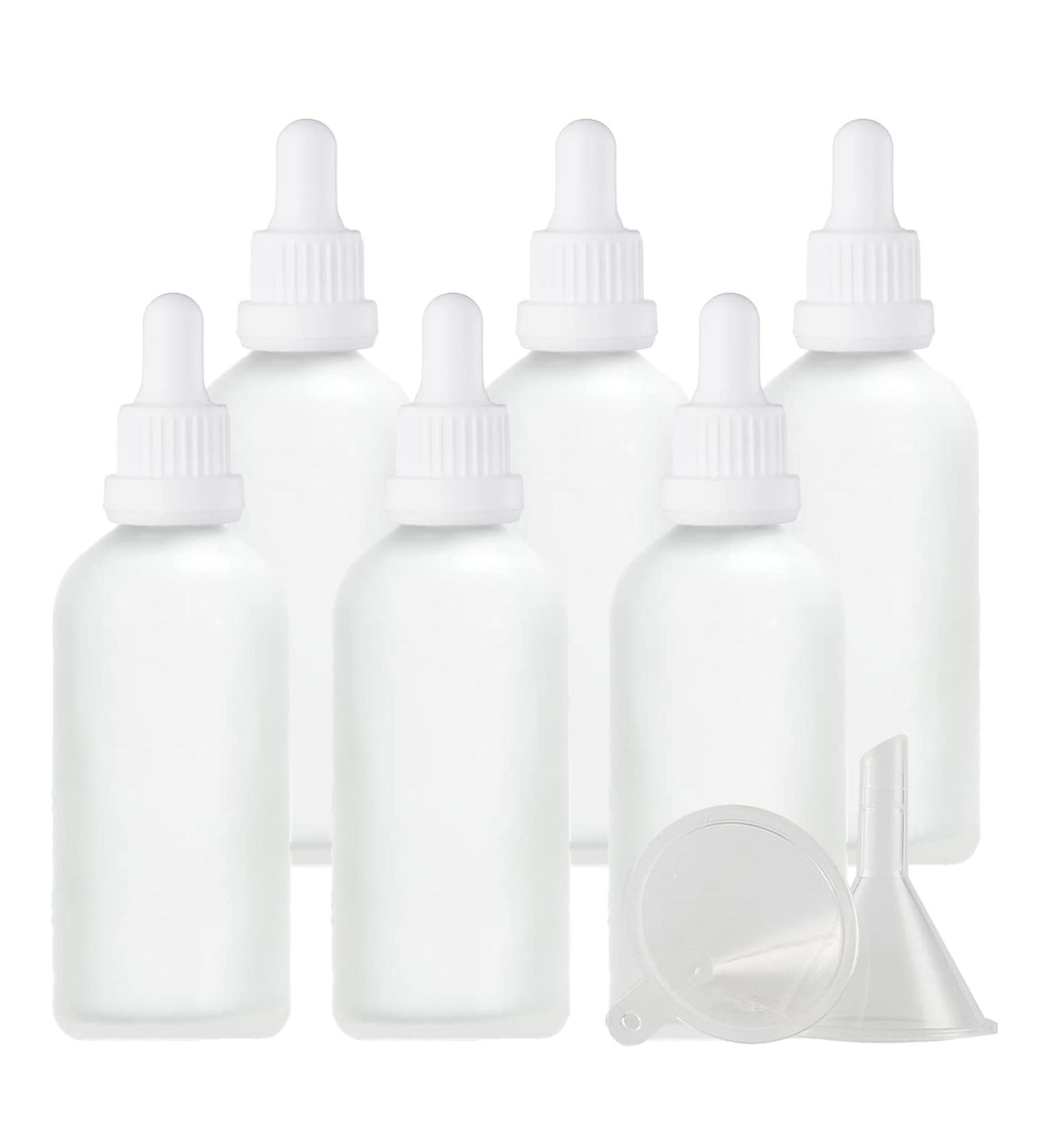 Zeoabsy 6pcs 100ml Frosted Clear Glass Pipette Bottles - Essential Oil Drip Bottles with White Locking Pipette Rings for Aromatherapy - Buy Online on GoSupps.com