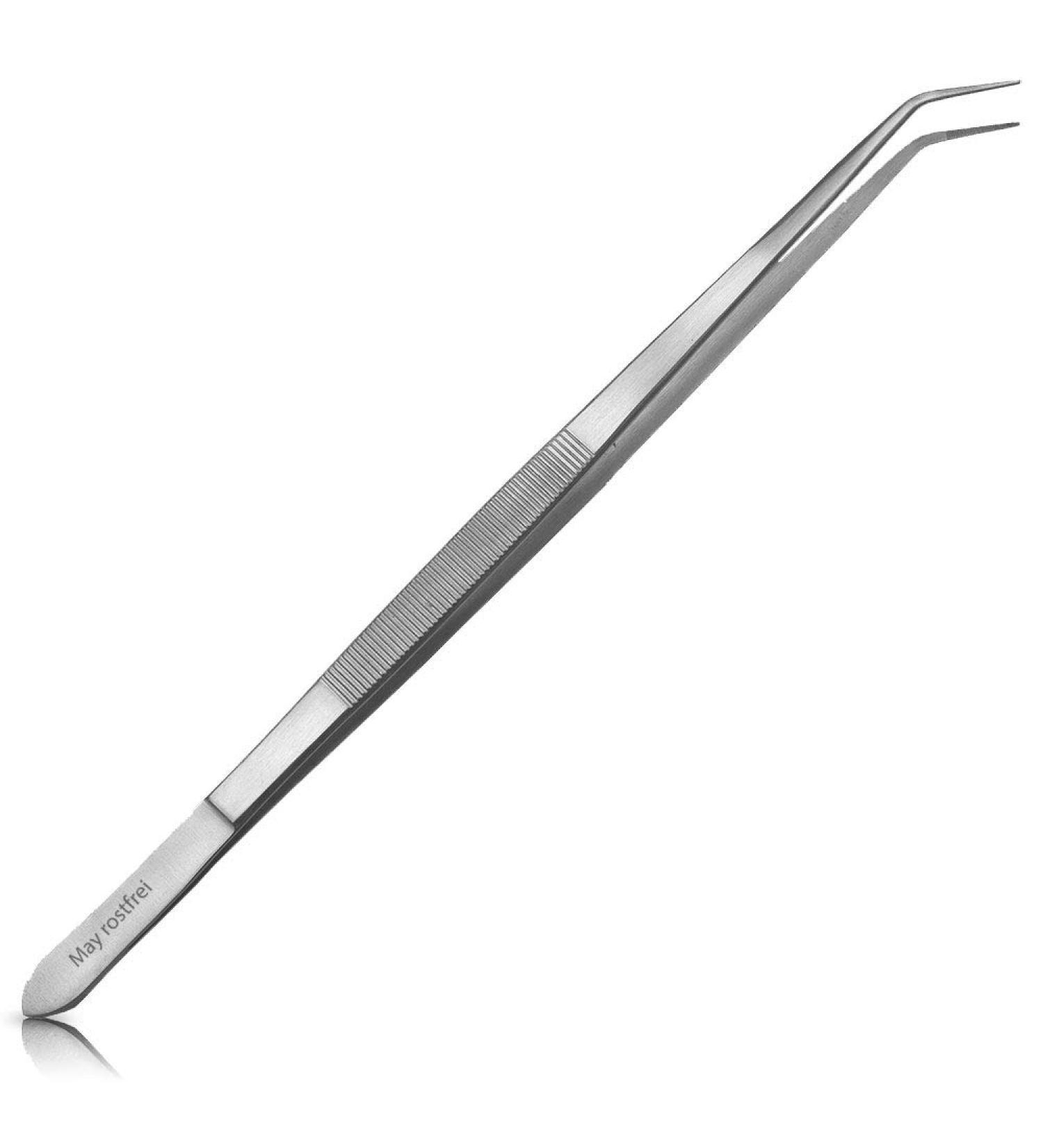 May 25cm Stainless Steel Terrarium Tweezers - Fine Tip Feeding Tongs & Curved Design for Precision Care - Buy Online on GoSupps.com
