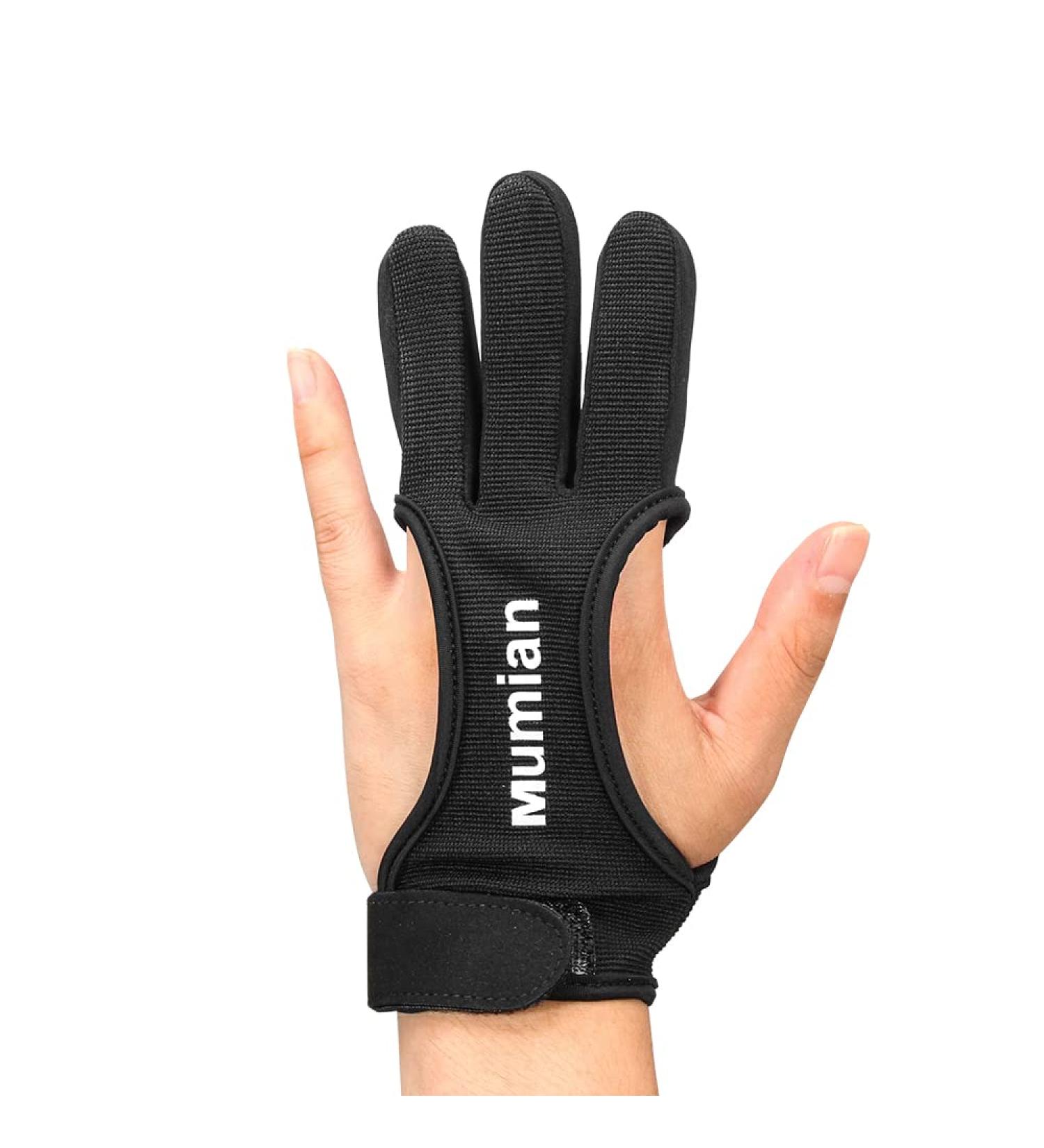 Mumian Archery Protective Leather Glove - Small Black | Finger Tab for Recurve and Compound Bow | Men and Women | Hunting Bow Accessories - Buy Online on GoSupps.com