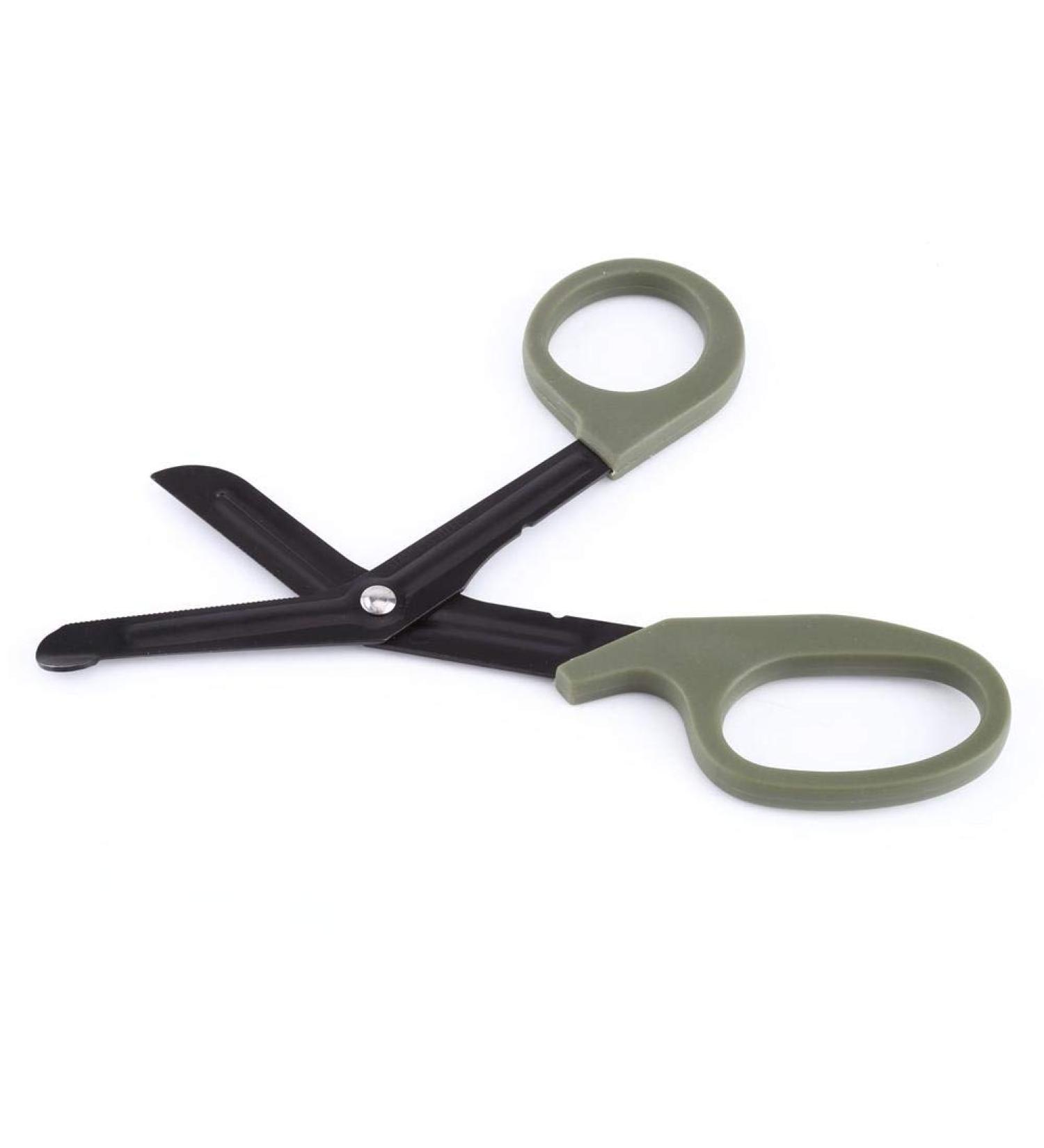 7-Inch Stainless Steel Nurse Scissors | Army Green First Aid Scissors for Cutting Nylon & Ropes | Durable 18.3 x 9.2 cm Association Scissors - Buy Online on GoSupps.com