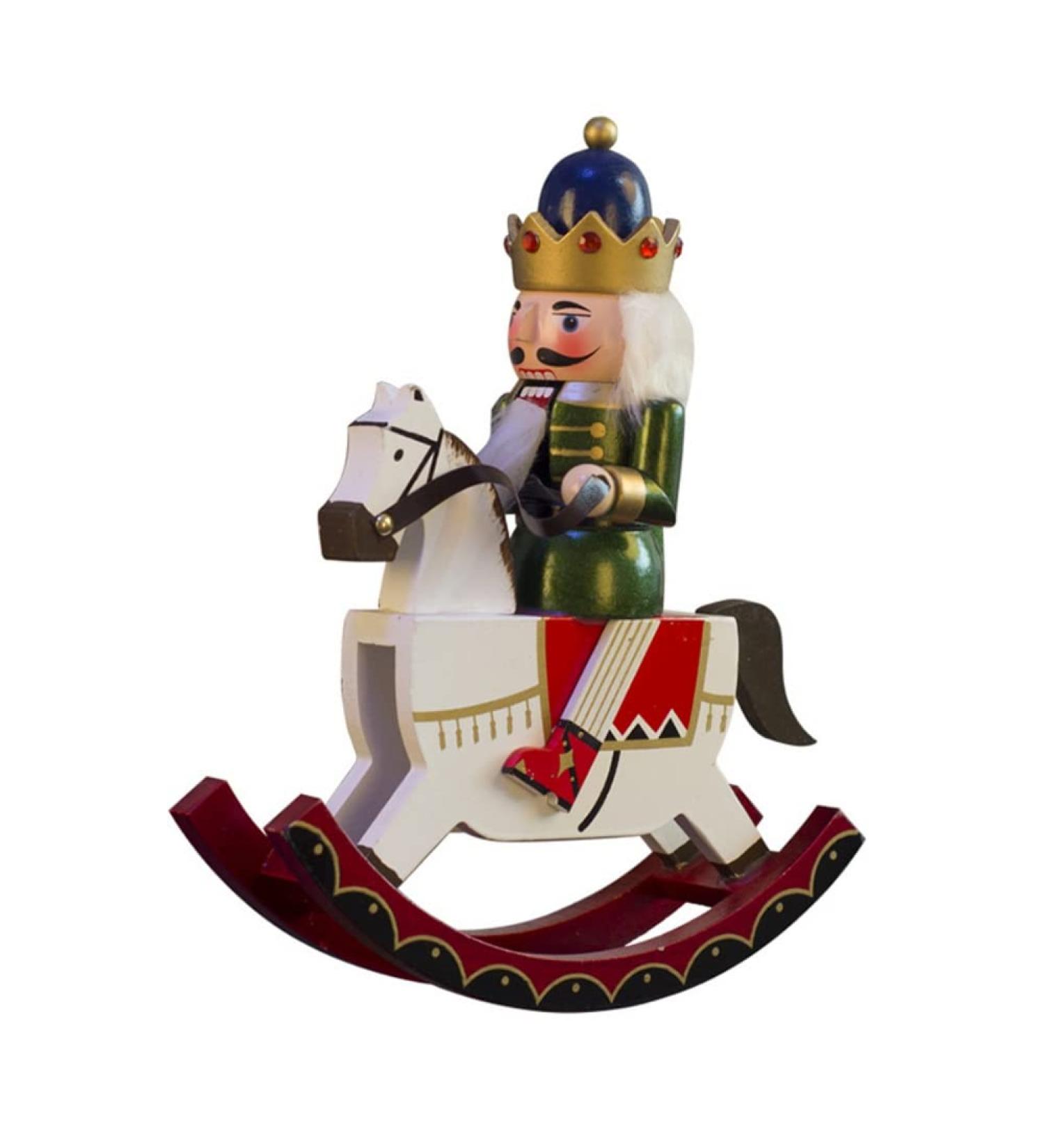 Wooden Rocking Horse Christmas Nutcracker Decorations 12 Inch Nutcracker Soldier Figurine Ride Rocker Horse Toy Xmas Gift Collectible Holiday Decor Home Ornaments Christmas Decoration(A) - Buy Online on GoSupps.com