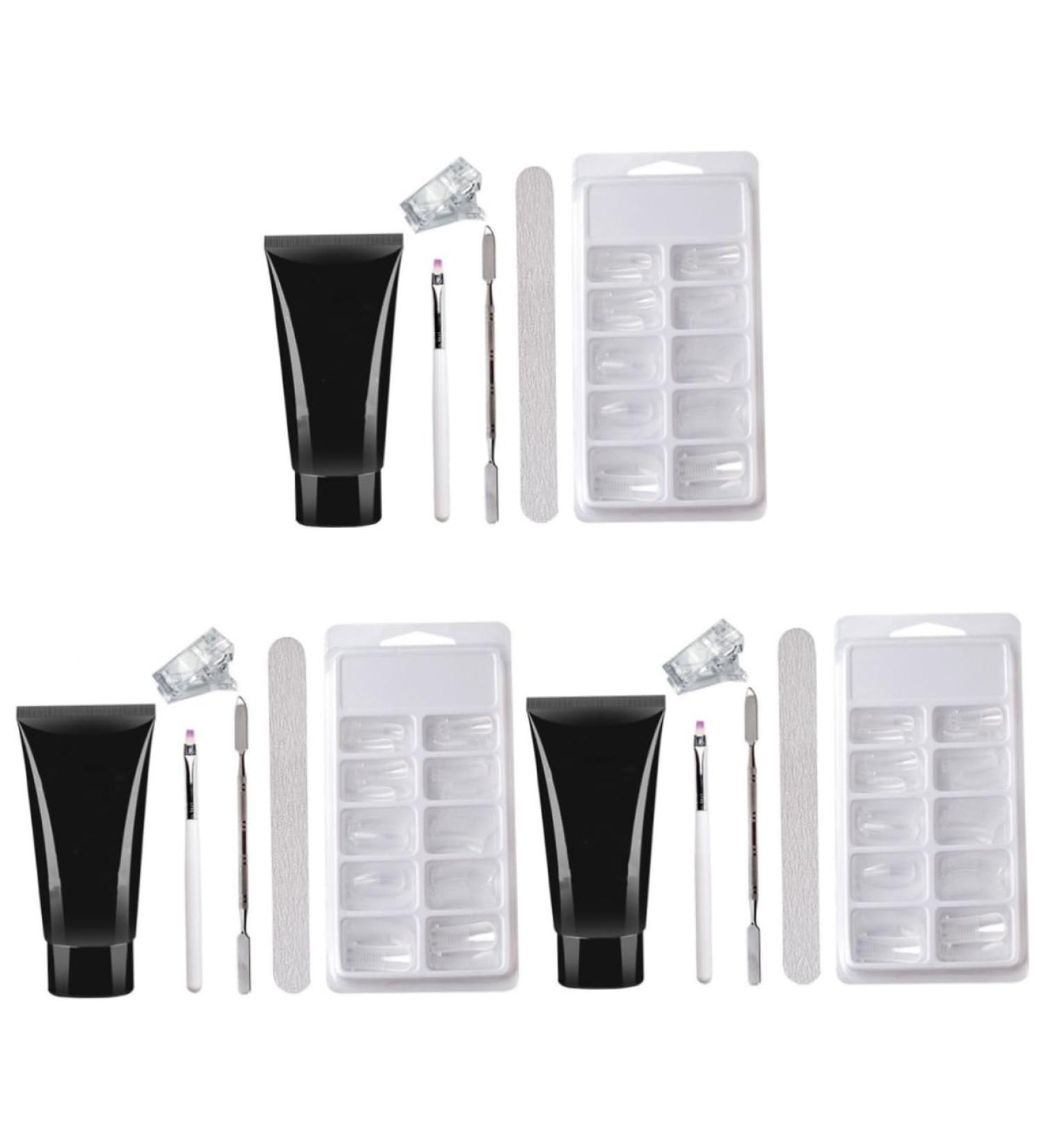 POPETPOP 3 Sets nail extension glue set poly nail gel slip solution nail enhancement trial kit nail polish gel kit nail art brush manicure extension gel plastic lengthen sanding bar - Buy Online on GoSupps.com