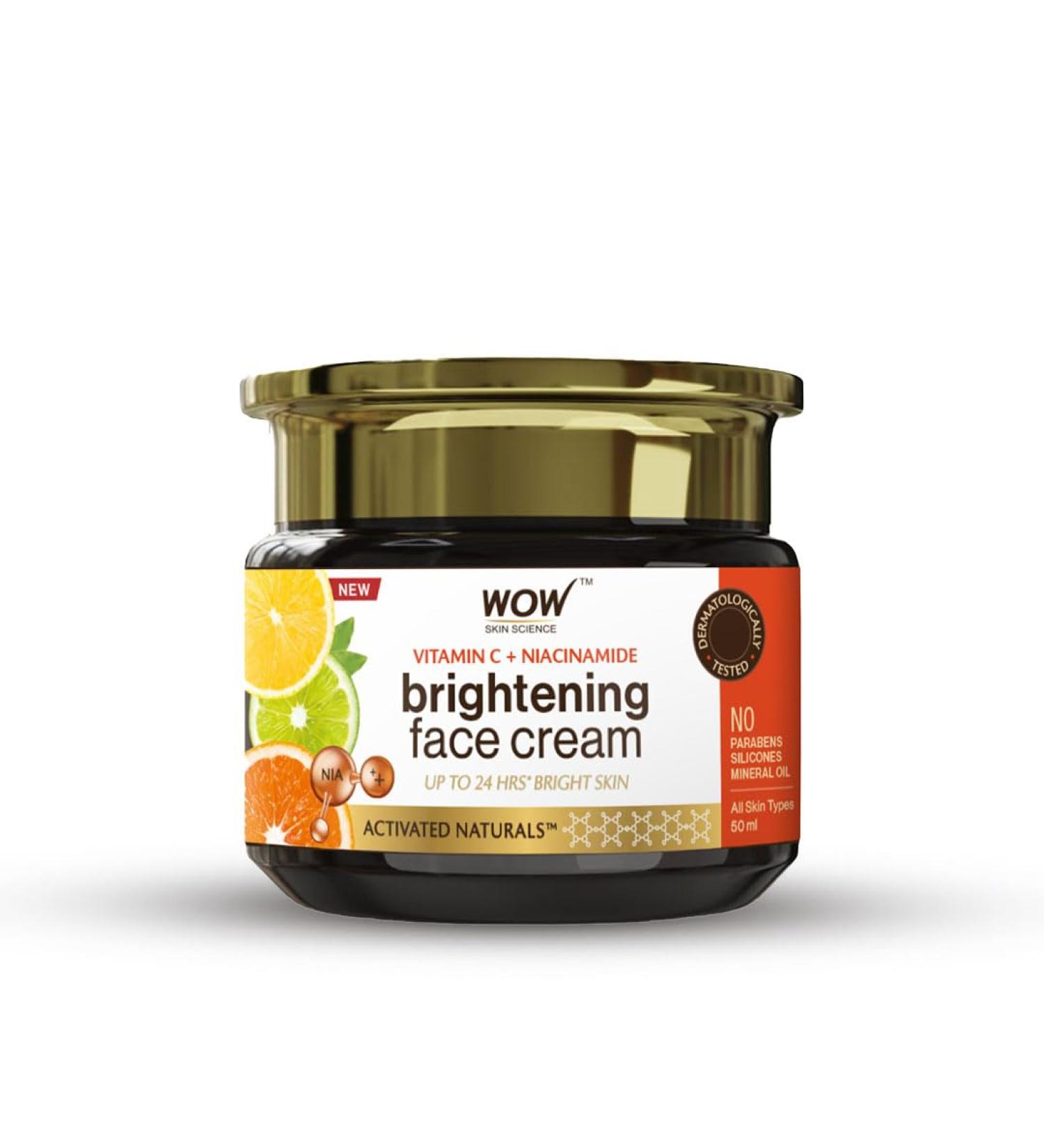 WOW Skin Science Vitamin C Face Cream - Oil Free Quick Absorbing - For All Skin Types - No Parabens Silicones Color Mineral Oil & Synthetic Fragrance 50 ml - Buy Online on GoSupps.com