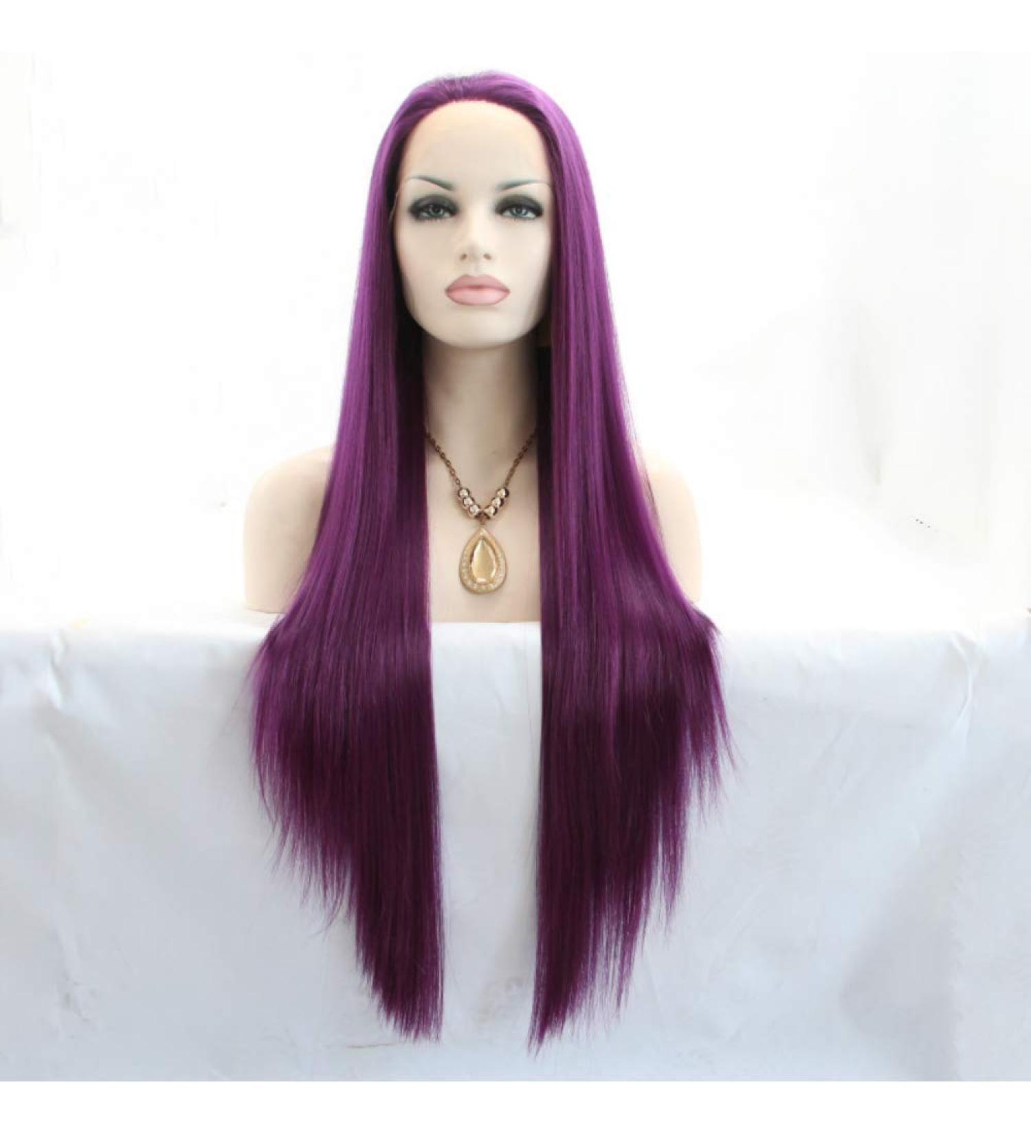 Buy SHIYID Purple Lace Front Wig - Long Silky Straight Heat Resistant Fiber Wig for Women | Perfect for Cosplay - Buy Online on GoSupps.com