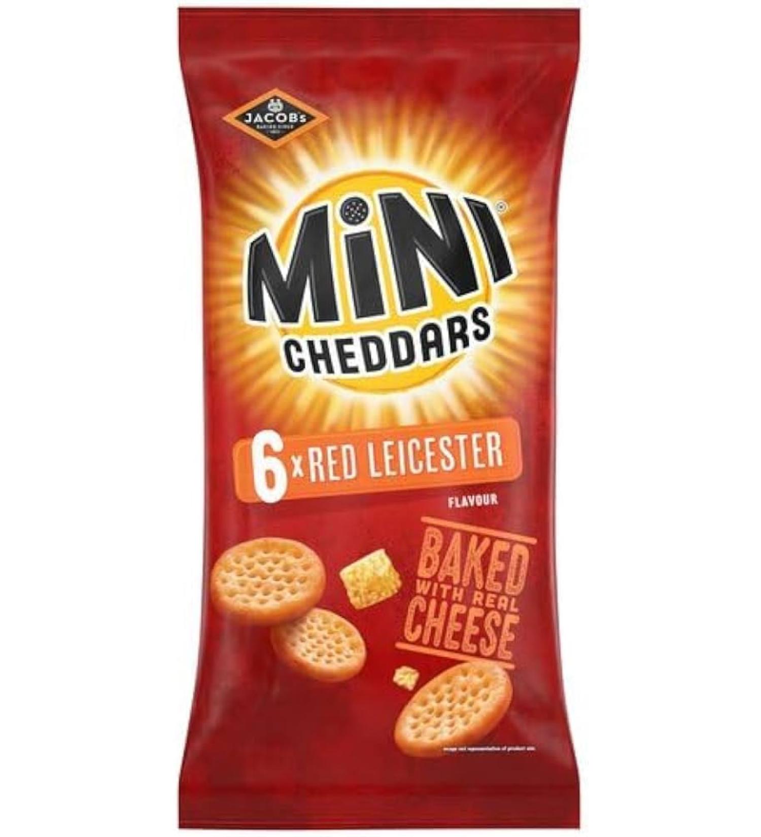 Jacob's Mini Cheddars Red Leicester 6X23g | Baked with Real Cheese | No artificial colours or flavours | Premium product - Buy Online on GoSupps.com
