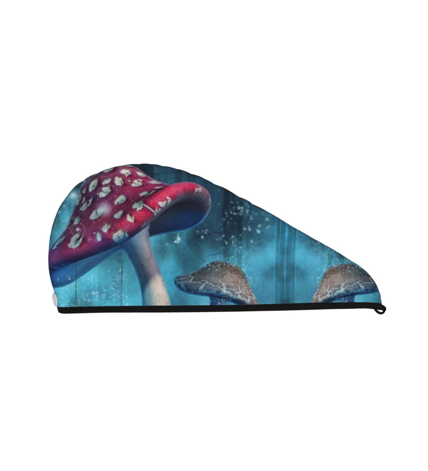 Fantasy Mushrooms Microfiber Hair Towel | Super Absorbent Coral Velvet Wrap for Long Curly & Thick Hair - Buy Online on GoSupps.com
