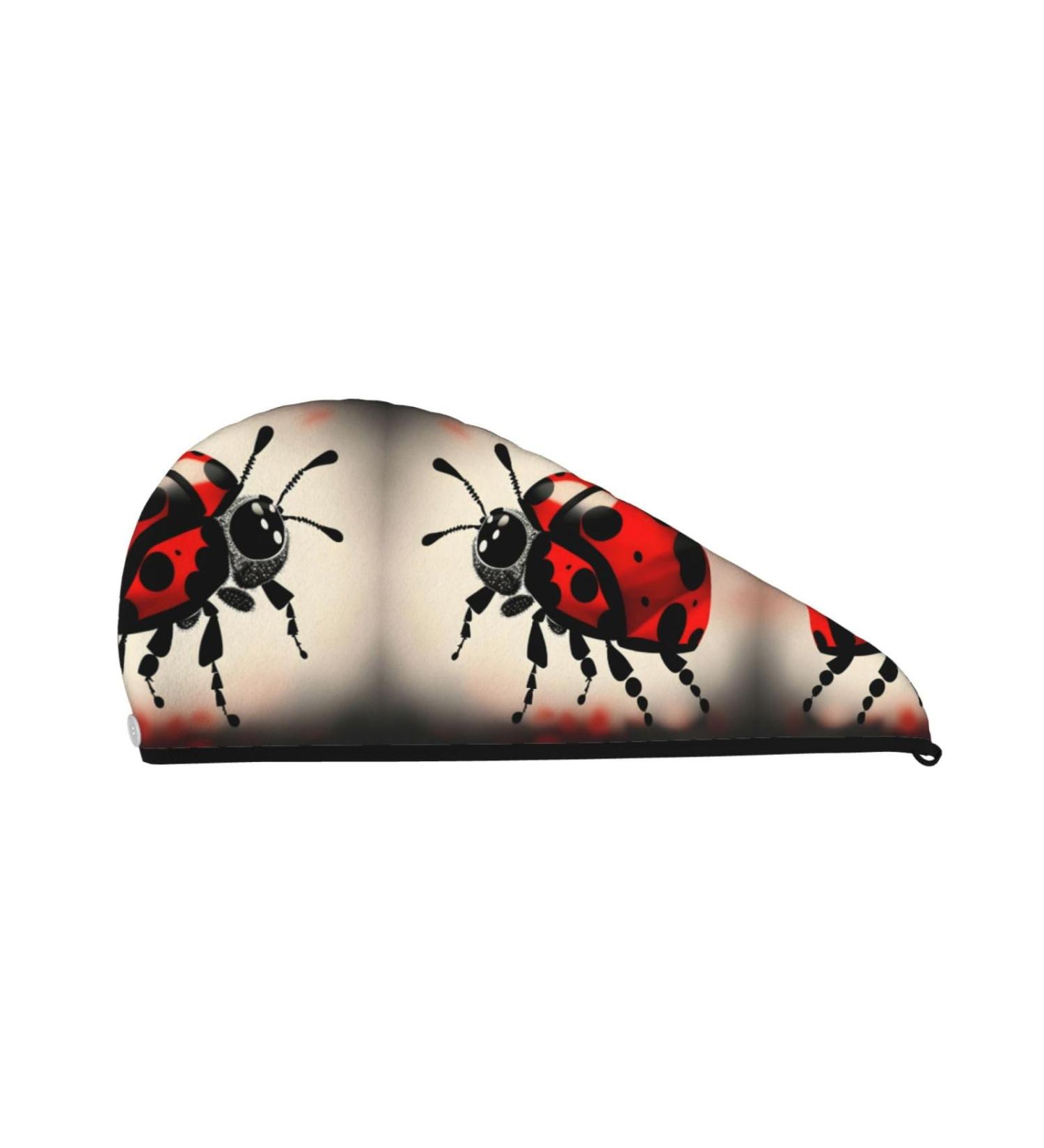 Art Ladybug Tracks Coral Velvet Dry Hair Cap | Quick-Dry Hair Towel Wrap for Travel & Home - Perfect for Women & Men - Buy Online on GoSupps.com