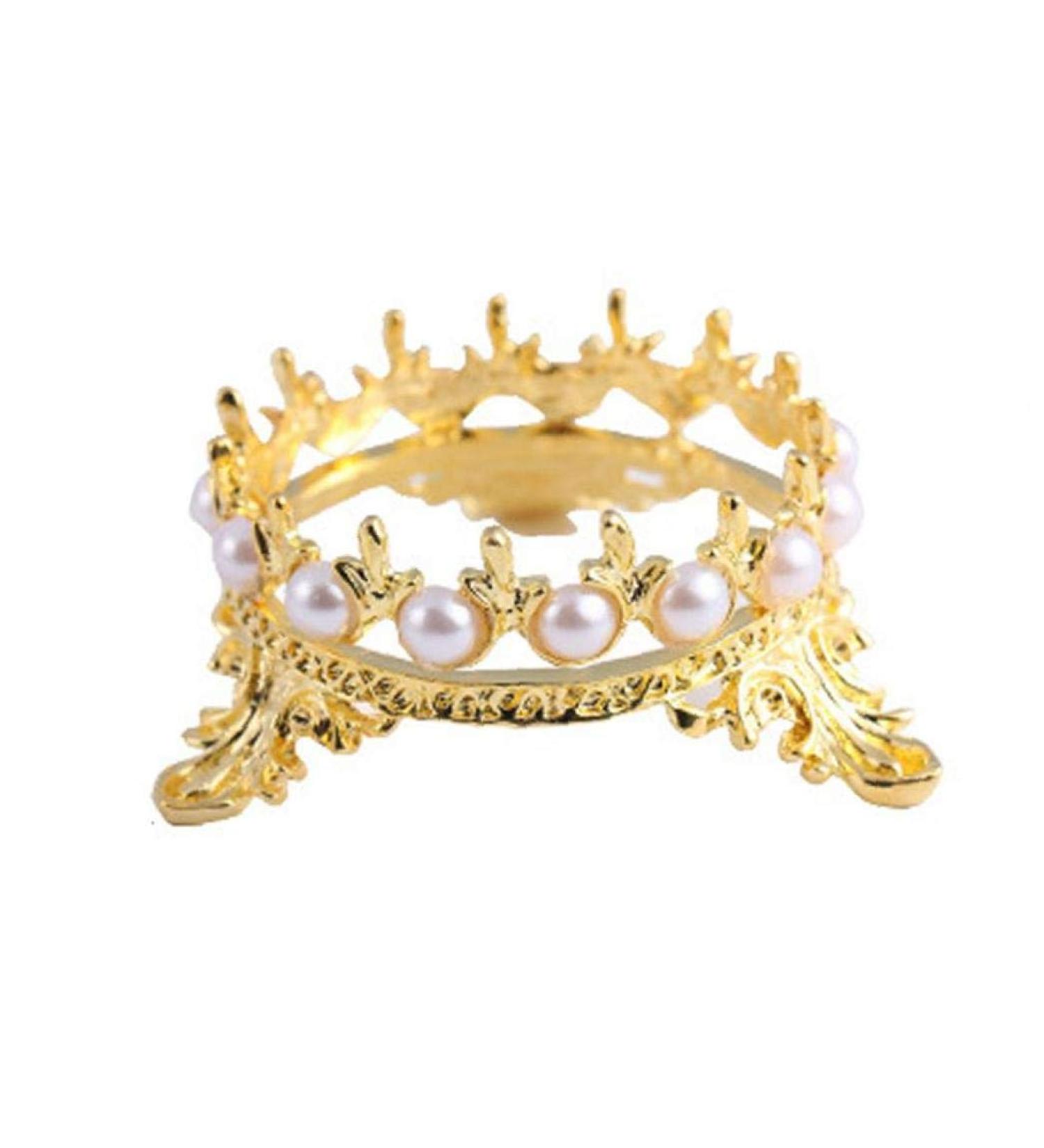 Elegant Crown Pen Holder with Pearl Nails Art Design | DIY Manicure Brush Stand for Nail Sculpture & Drawing - Gold - Buy Online on GoSupps.com