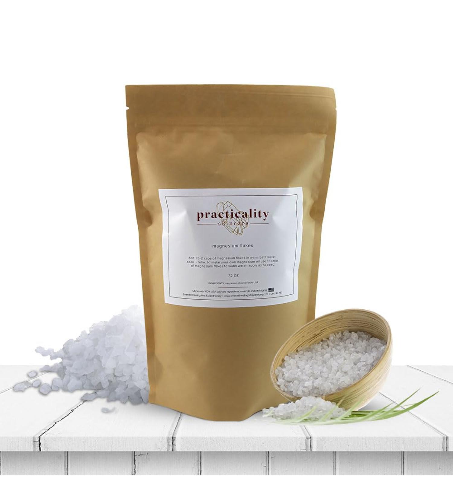 Magnesium Flakes for Bath | 100% Natural USA-Sourced Magnesium Chloride | Relaxation & Better Absorption | 32 FL OZ - Buy Online on GoSupps.com