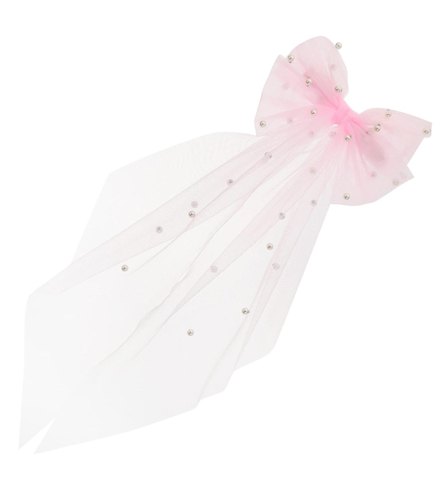 Bridal Bow Hair Pin Wedding Bridesmaid Hair Bow Bridal Veil Hair Clip Bridal Shower for Wedding Bachelorette Party Headpiece - Buy Online on GoSupps.com