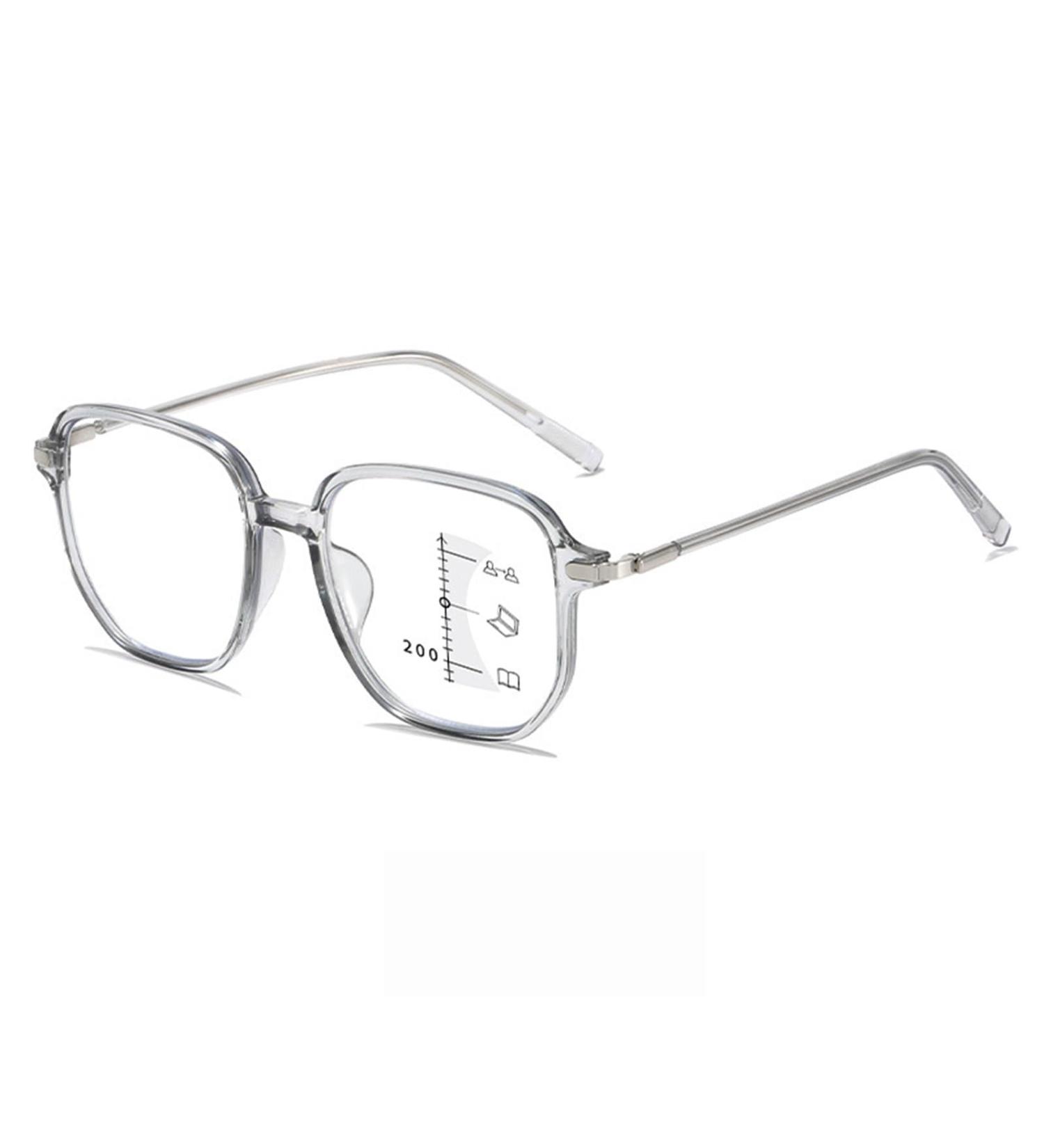 Fashion Multifocus Large Square Frame Reading Glasses Blue Light Blocking Readers Anti Glare Glasses for Unisex(Couleur:Gray Grandeur:2.5x) - Buy Online on GoSupps.com