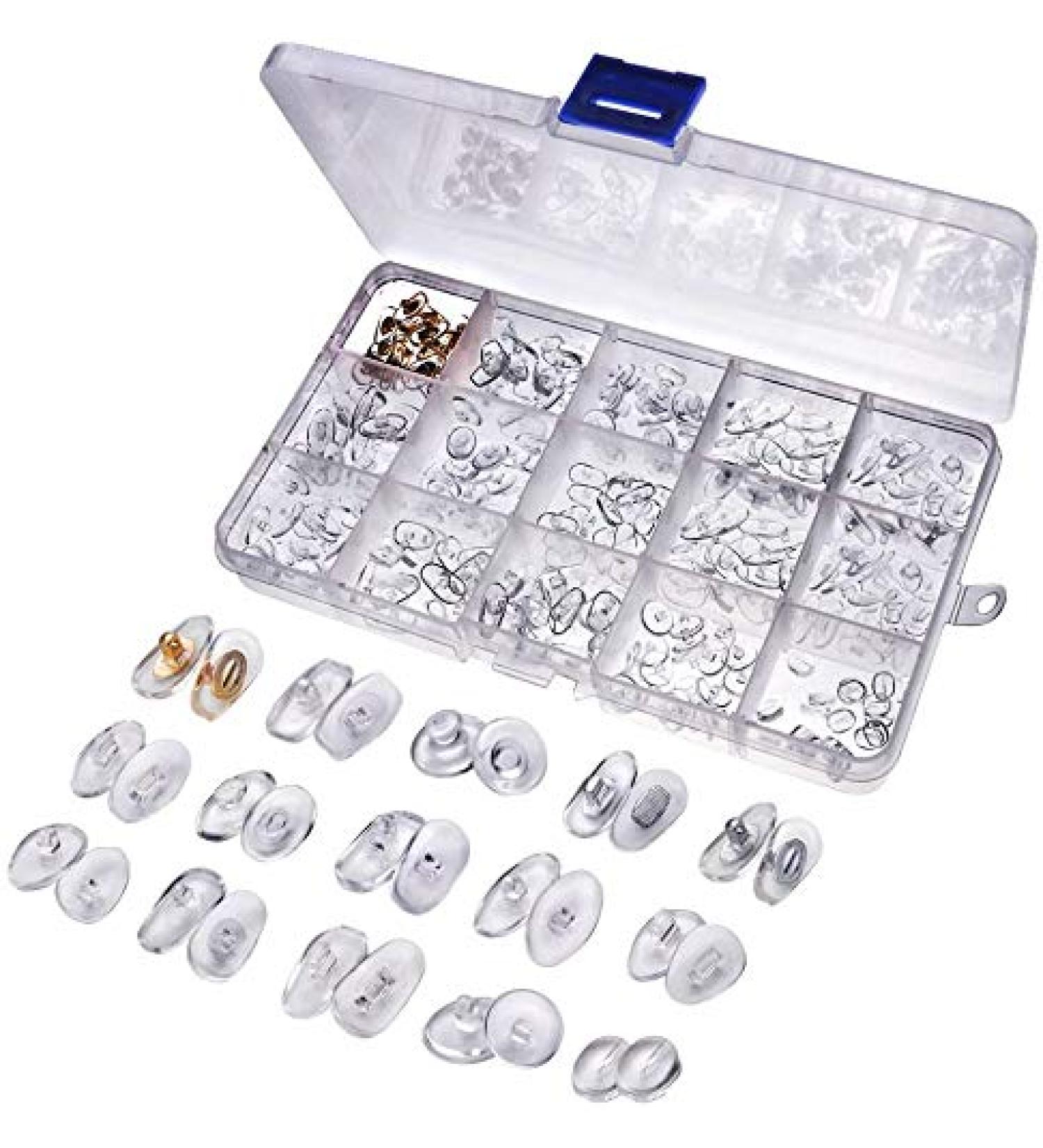 Mesee 150 Pairs Glasses Nose Pads Set | Soft PVC Slide-Resistant Pads for Glasses & Sunglasses | Complete Glasses Repair Kit with 15 Sizes & Screw System - Buy Online on GoSupps.com