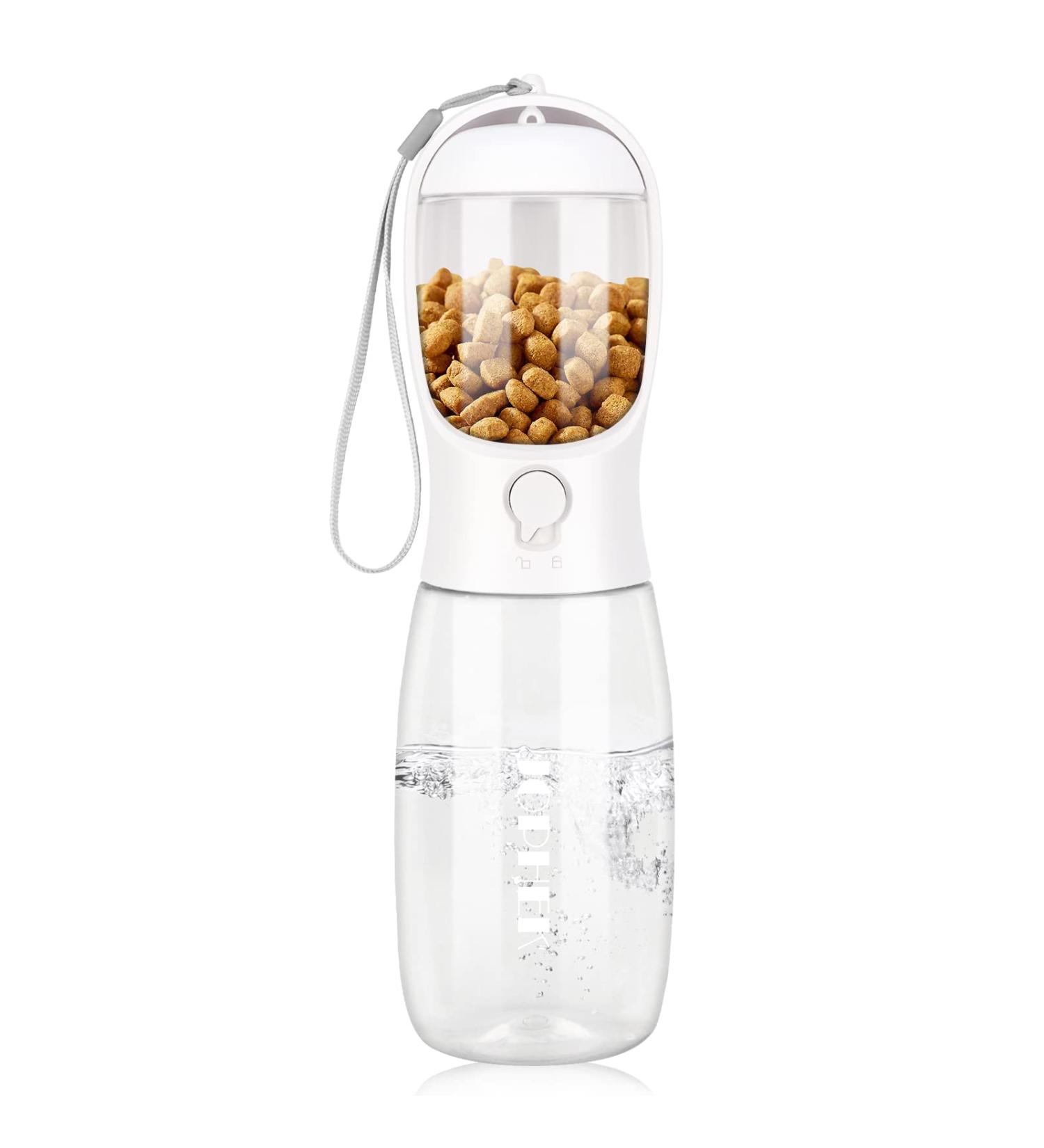 JOPHEK Portable Pet Drinking Bottle - 550ml Leak-Proof Water Bottle with 100ml Food Mug & Activated Carbon Filter for Dogs & Cats - Perfect for Walking & Travel - Buy Online on GoSupps.com