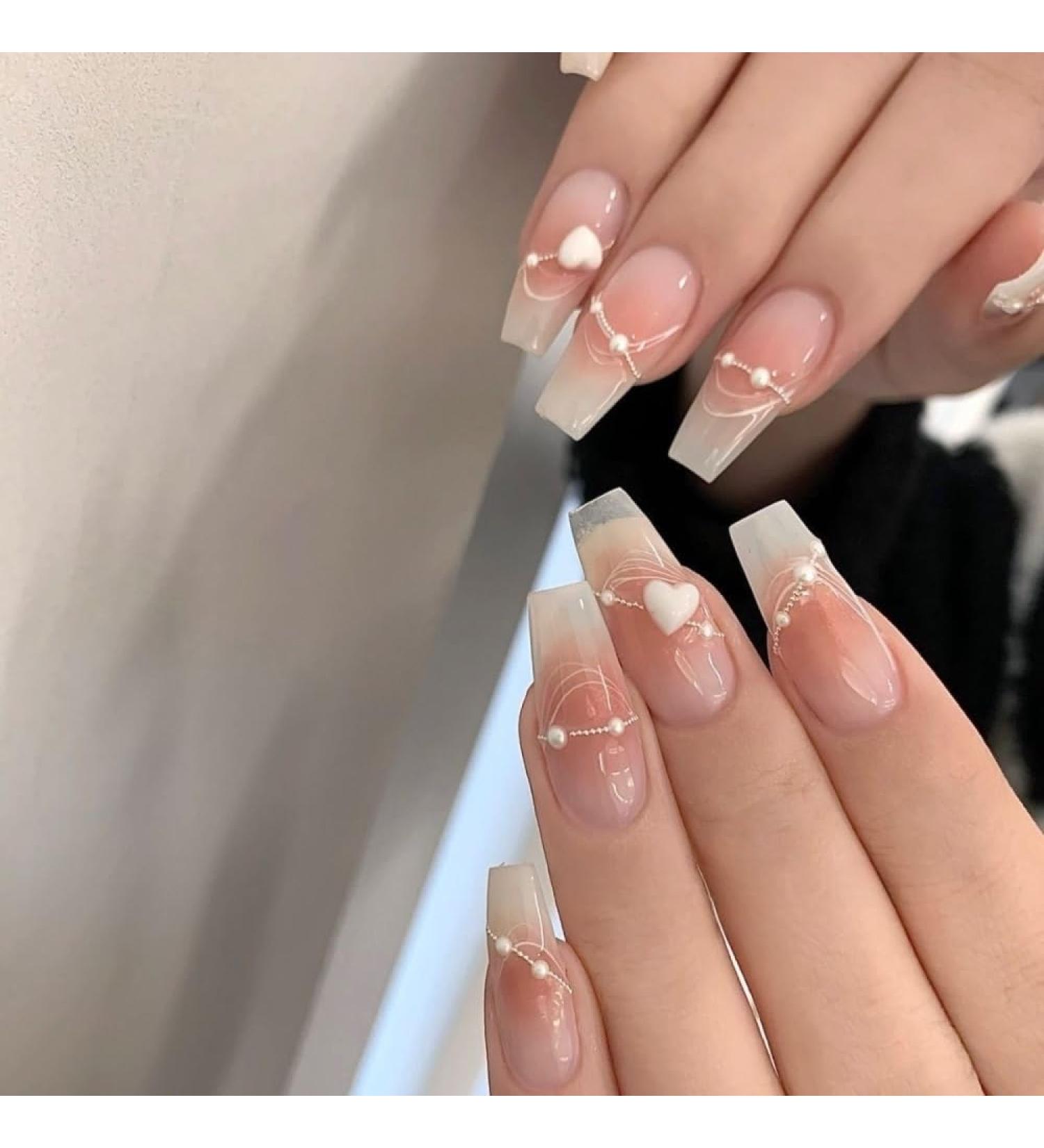 Hand wear nail pearl love false nail powder blusher nail(Size:S) - Buy Online on GoSupps.com