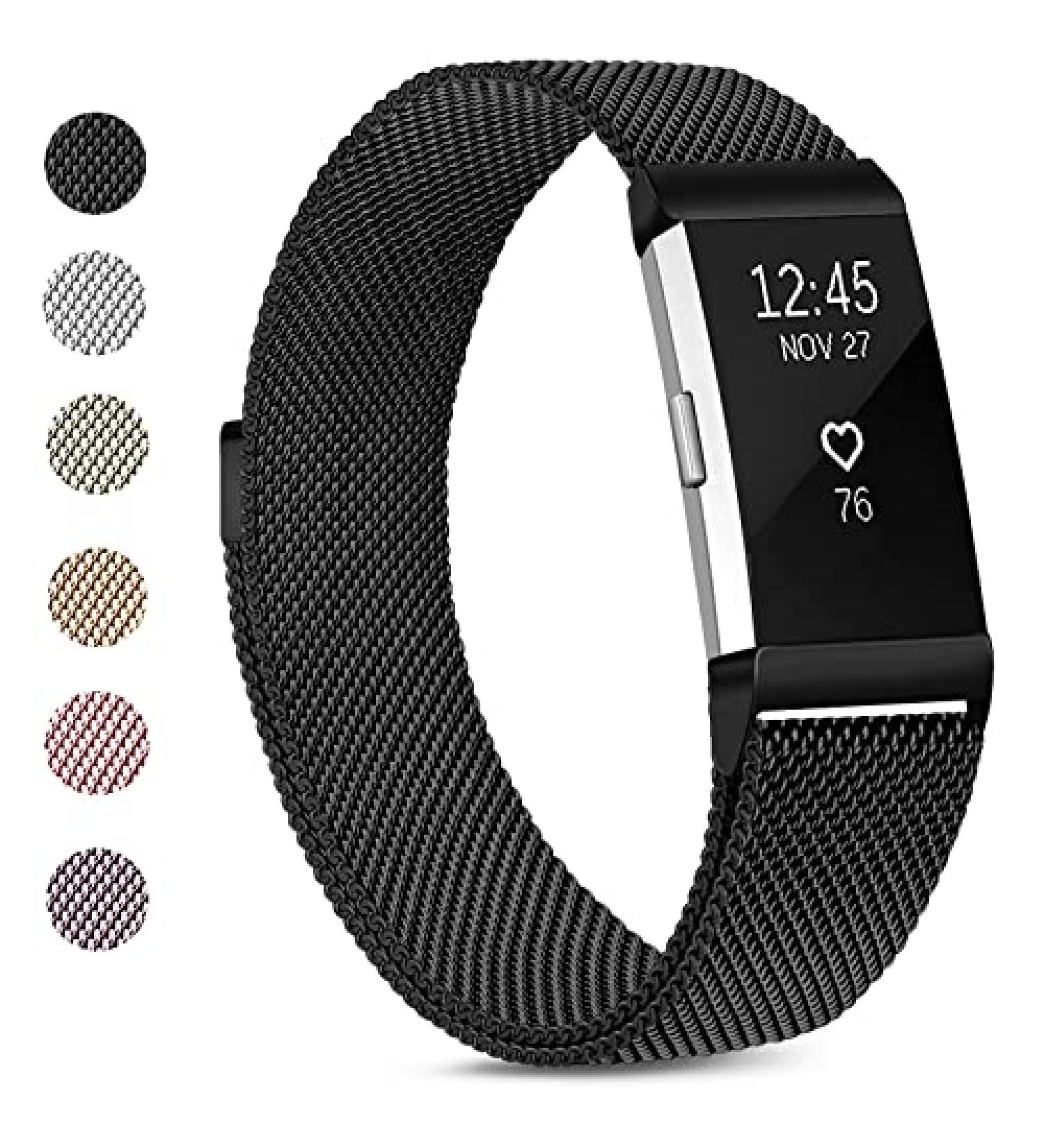 VANCLE Stainless Steel Mesh Band for Fitbit Charge 2 - Black Large - Buy Online on GoSupps.com