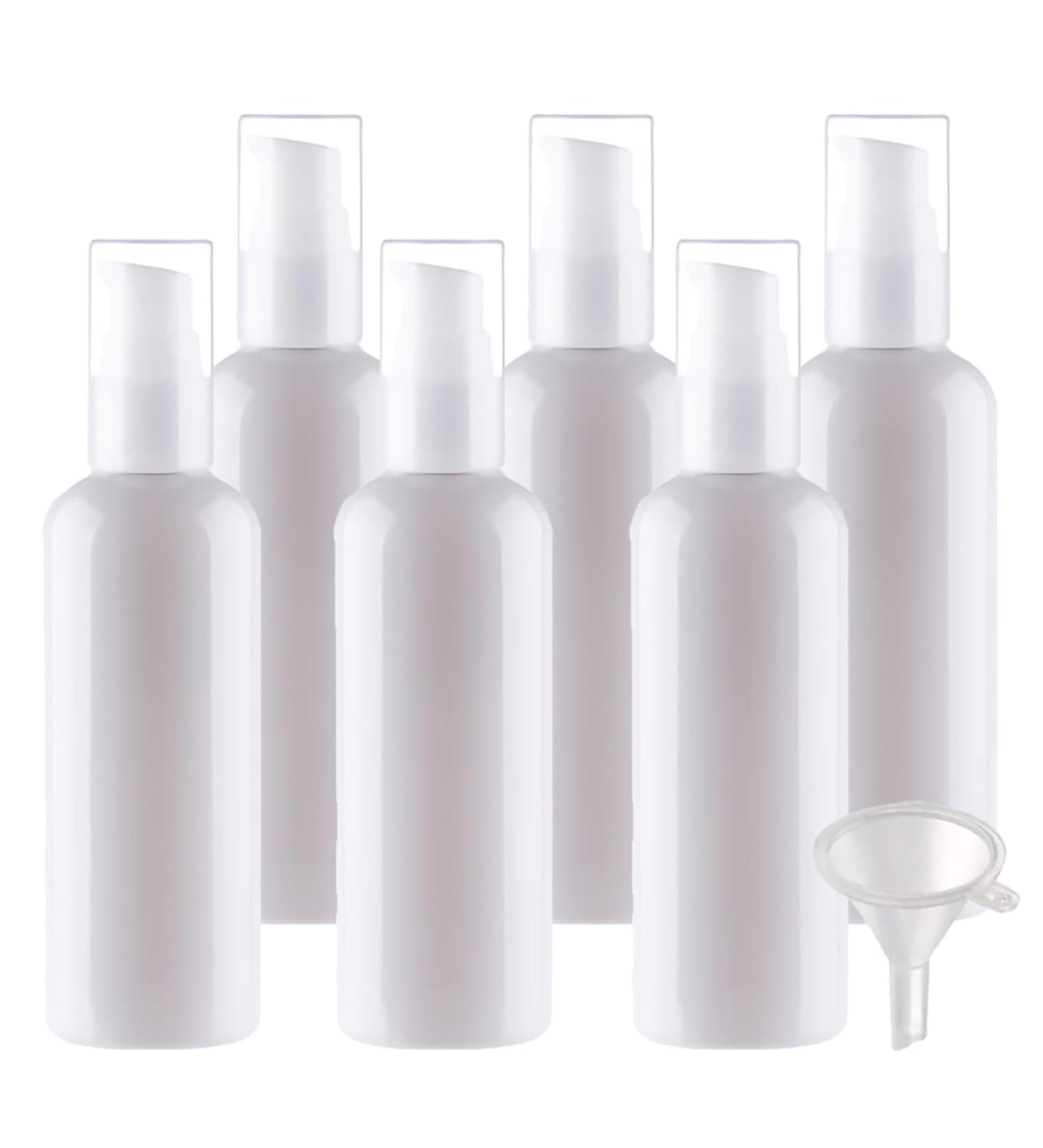 ZEOABSY 6 Pieces 100 ml White Lotion Bottles with White Pump 100ml Empty PET Plastic Lotion Pump Bottle Cosmetic Gel Travel Container for Cosmetic Make up Cleaning + 1 x Funnel White 100ml - Buy Online on GoSupps.com