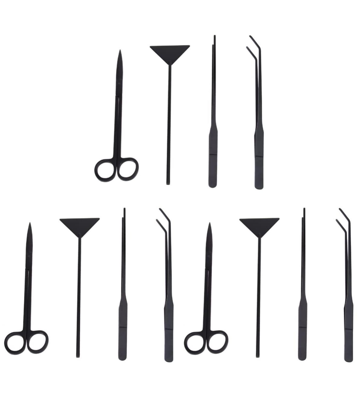 Mipcase 12pcs Scissors Onion Cutter & Tweezers Set | Aquatic Plants Flat Sand Shovel | Medium & Black - Buy Online on GoSupps.com